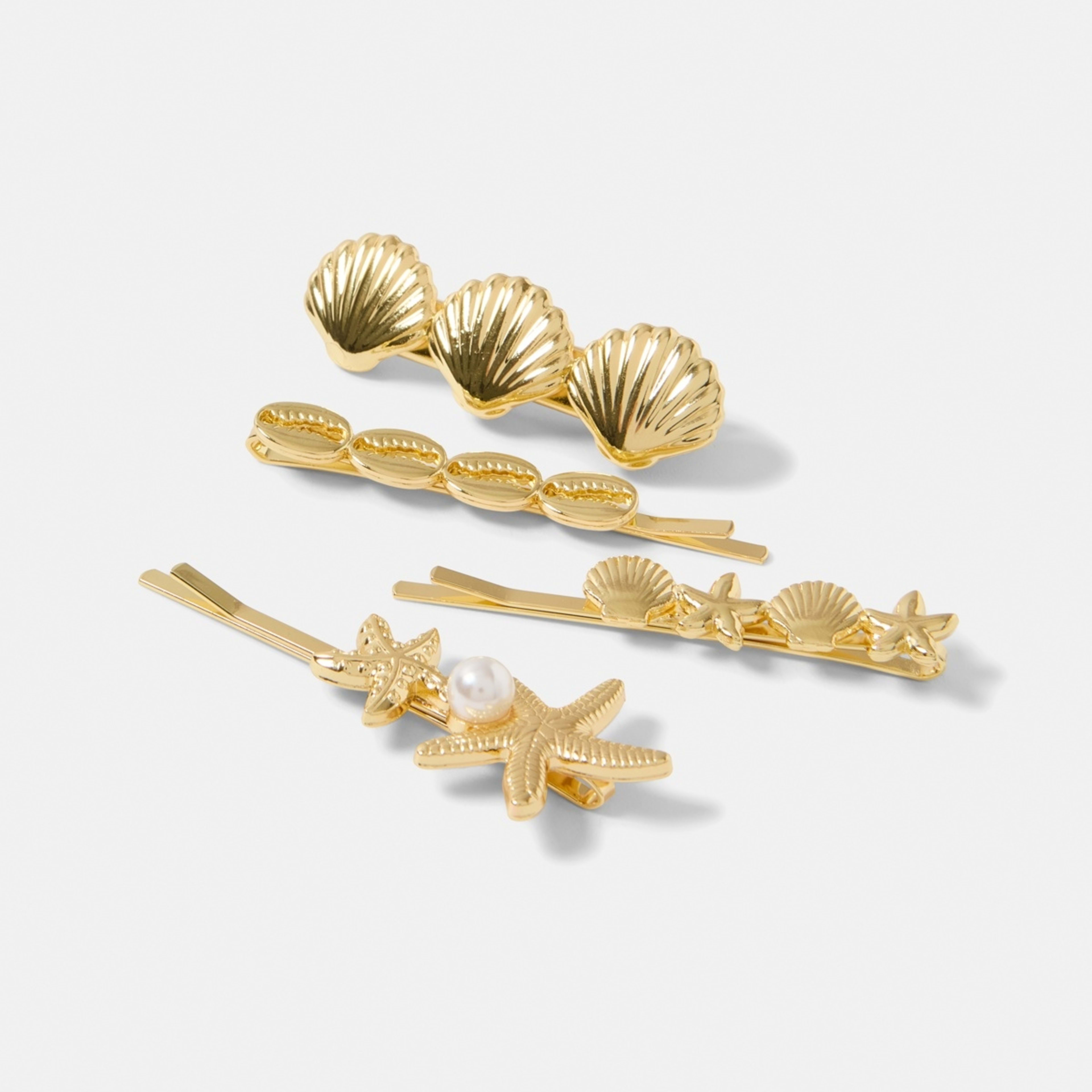 2 4 Pack Gold Tone Starfish Slide Hair Clips, 2 of 4