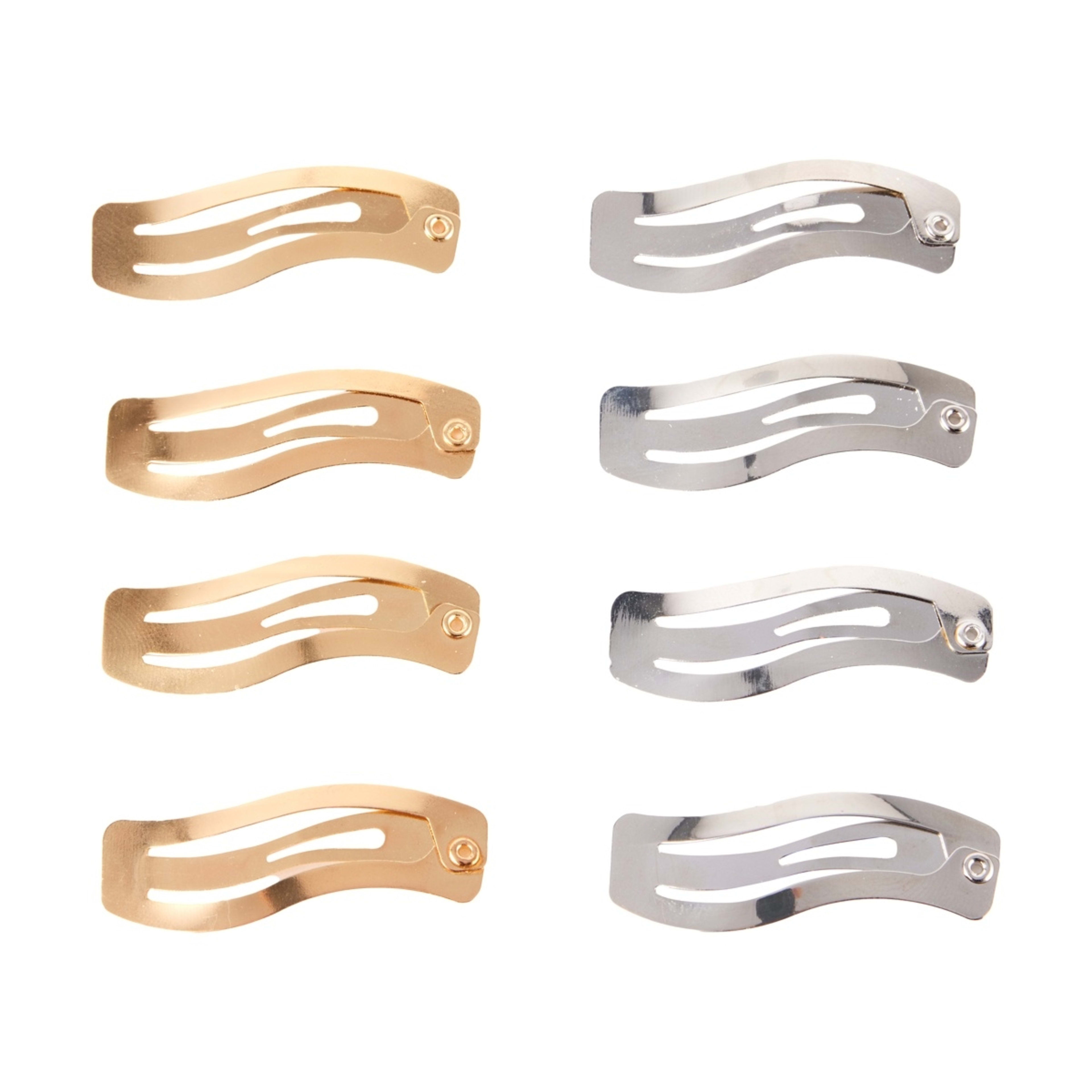 1 OXX Haircare 8 Pack Silver Tone and Gold Tone Wavy One Touch Hair Clips