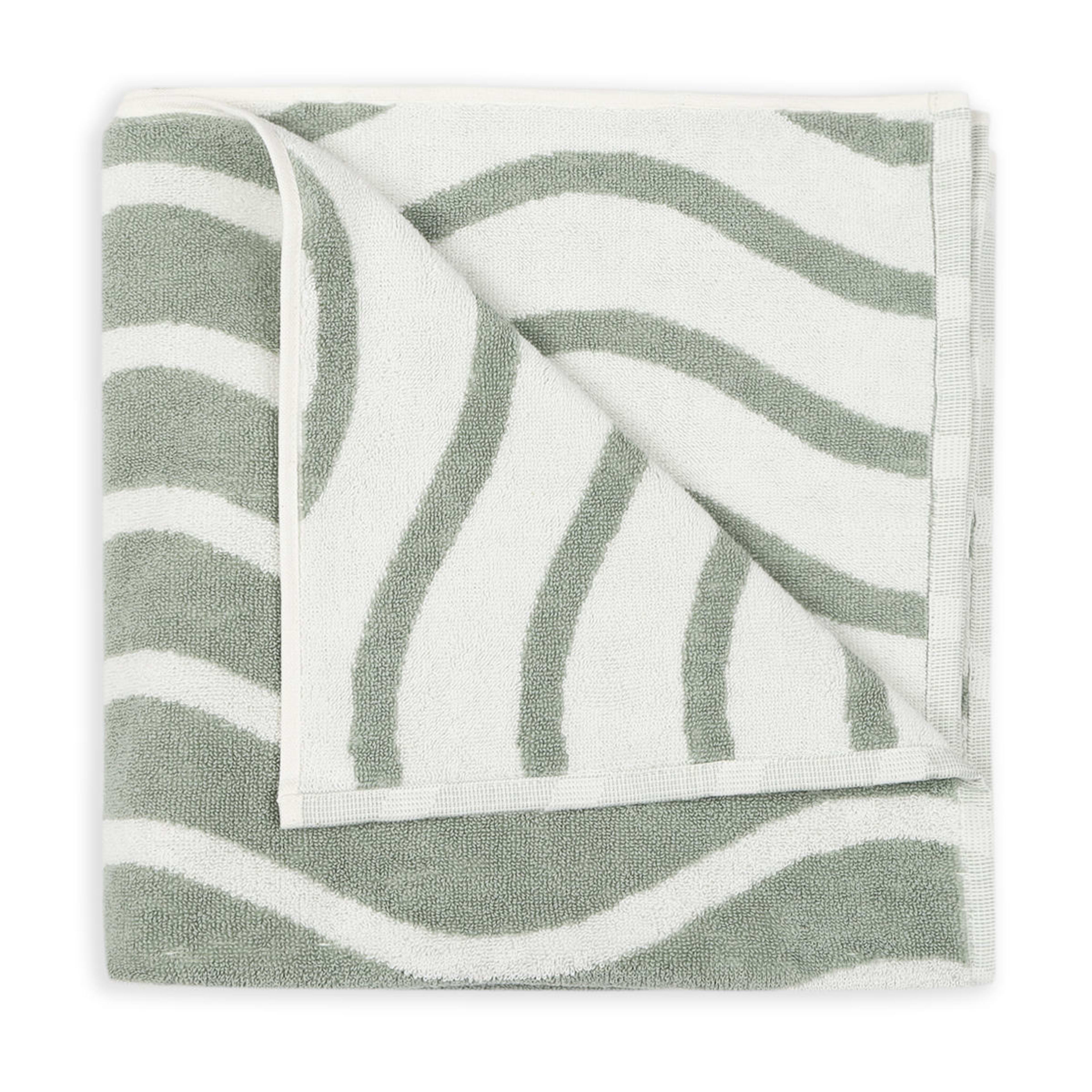 Wave Cotton Bath Towel - Sage