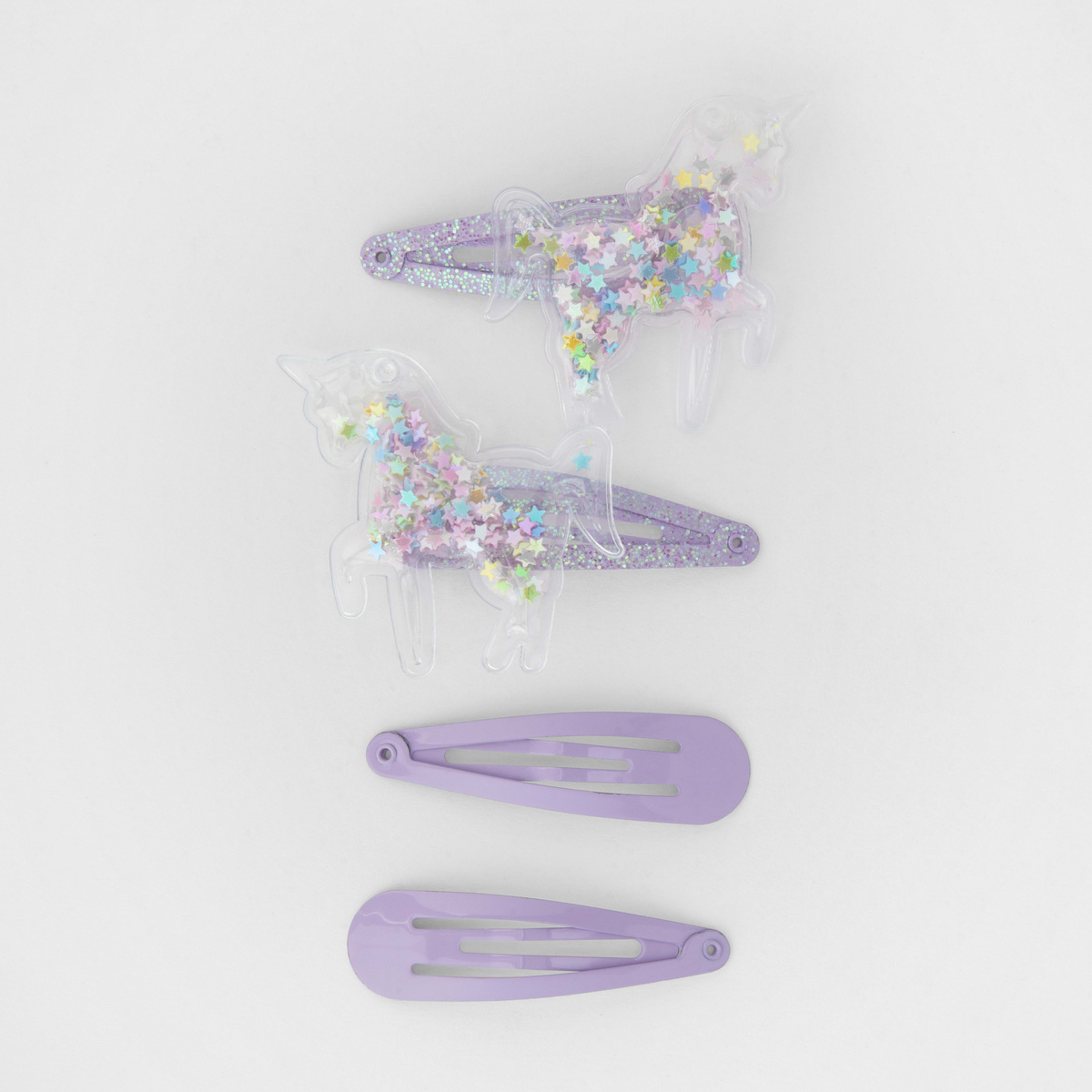 1 4 Pack Purple Unicorn Snap Hair Clips