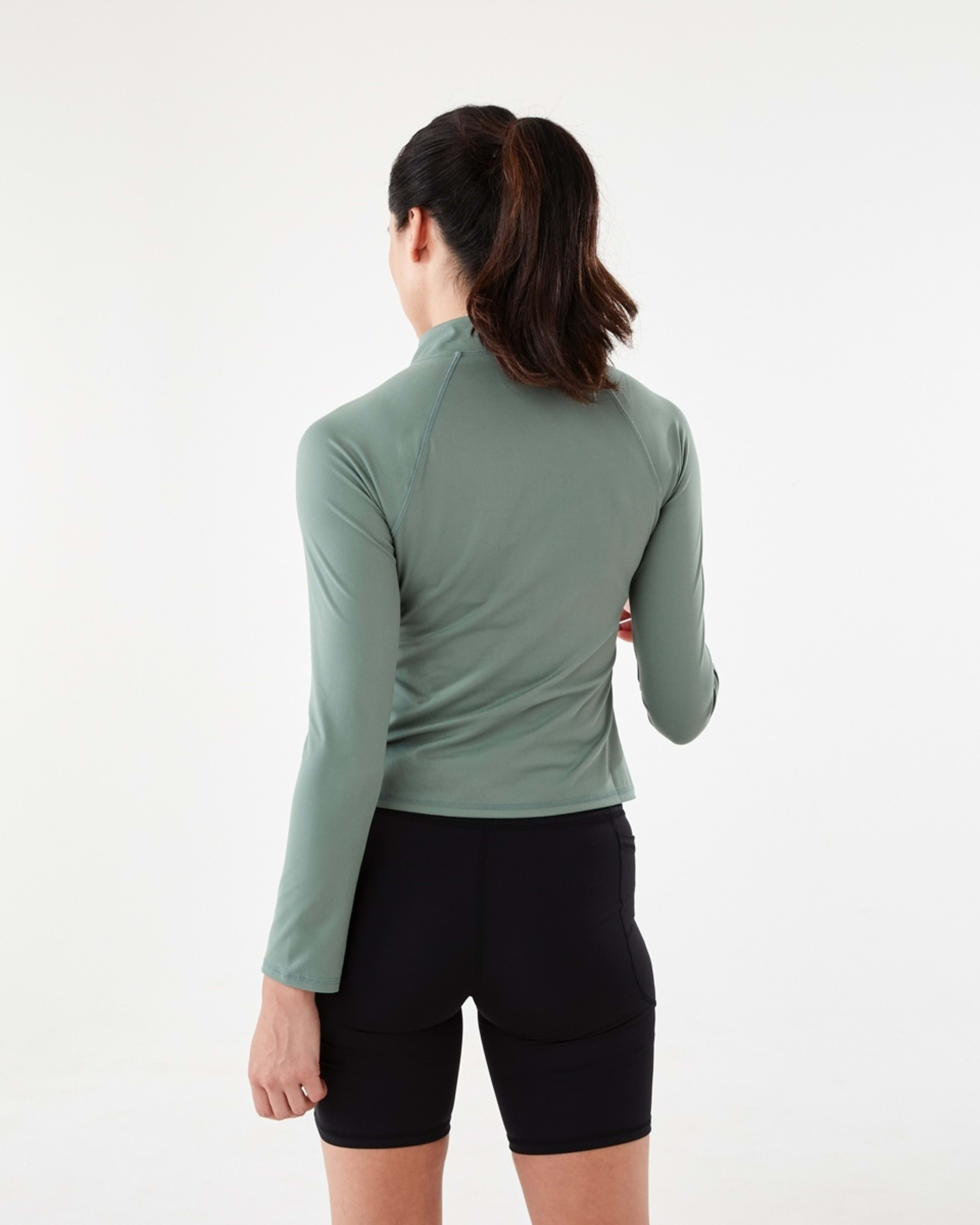 3 Active Womens Long Sleeve 1/4 Zip Ultrasoft Top Sumer Sage, 3 of 5