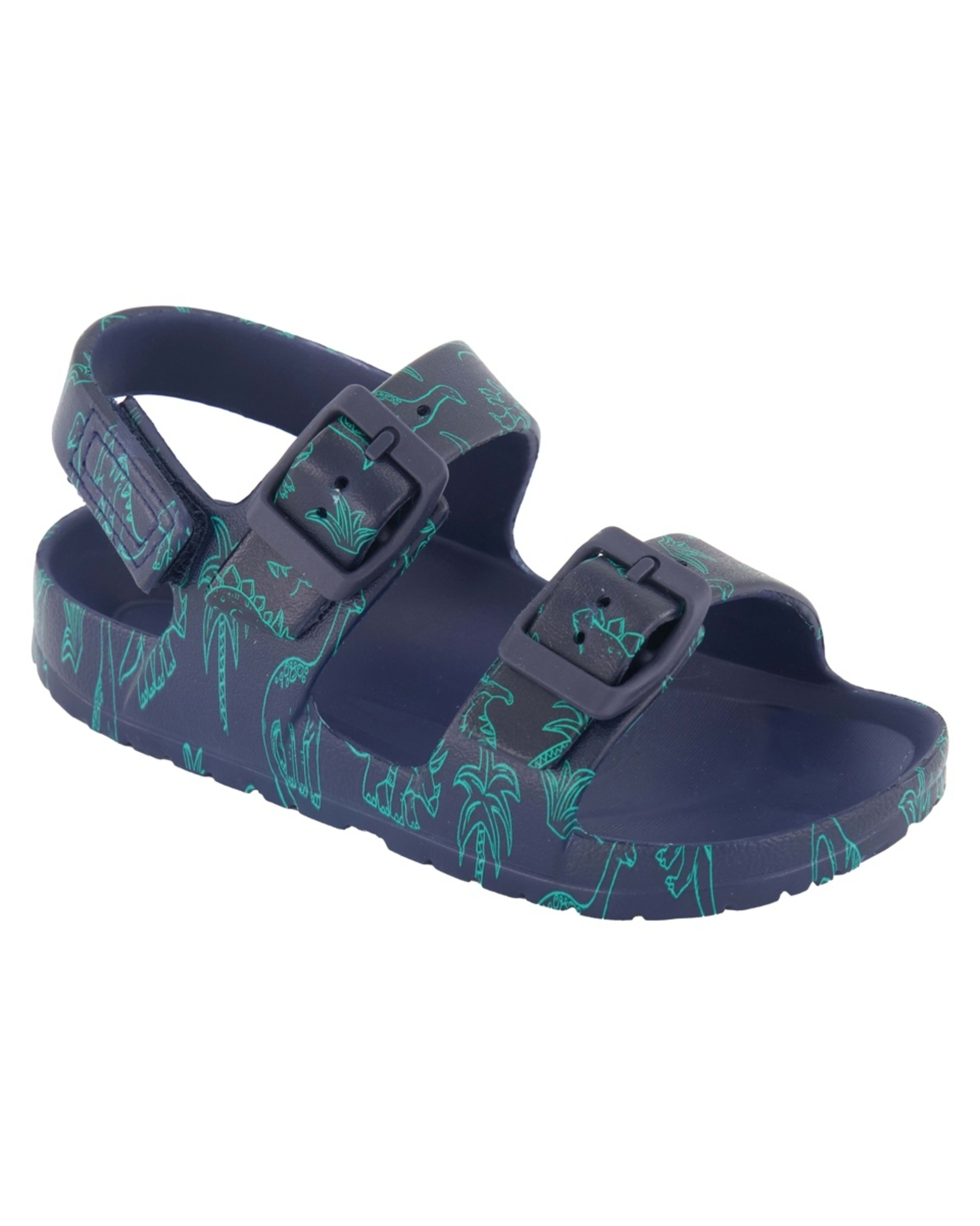1 Junior Double Strap Slides NAVY DINO OUTLINE SHOE, 1 of 3