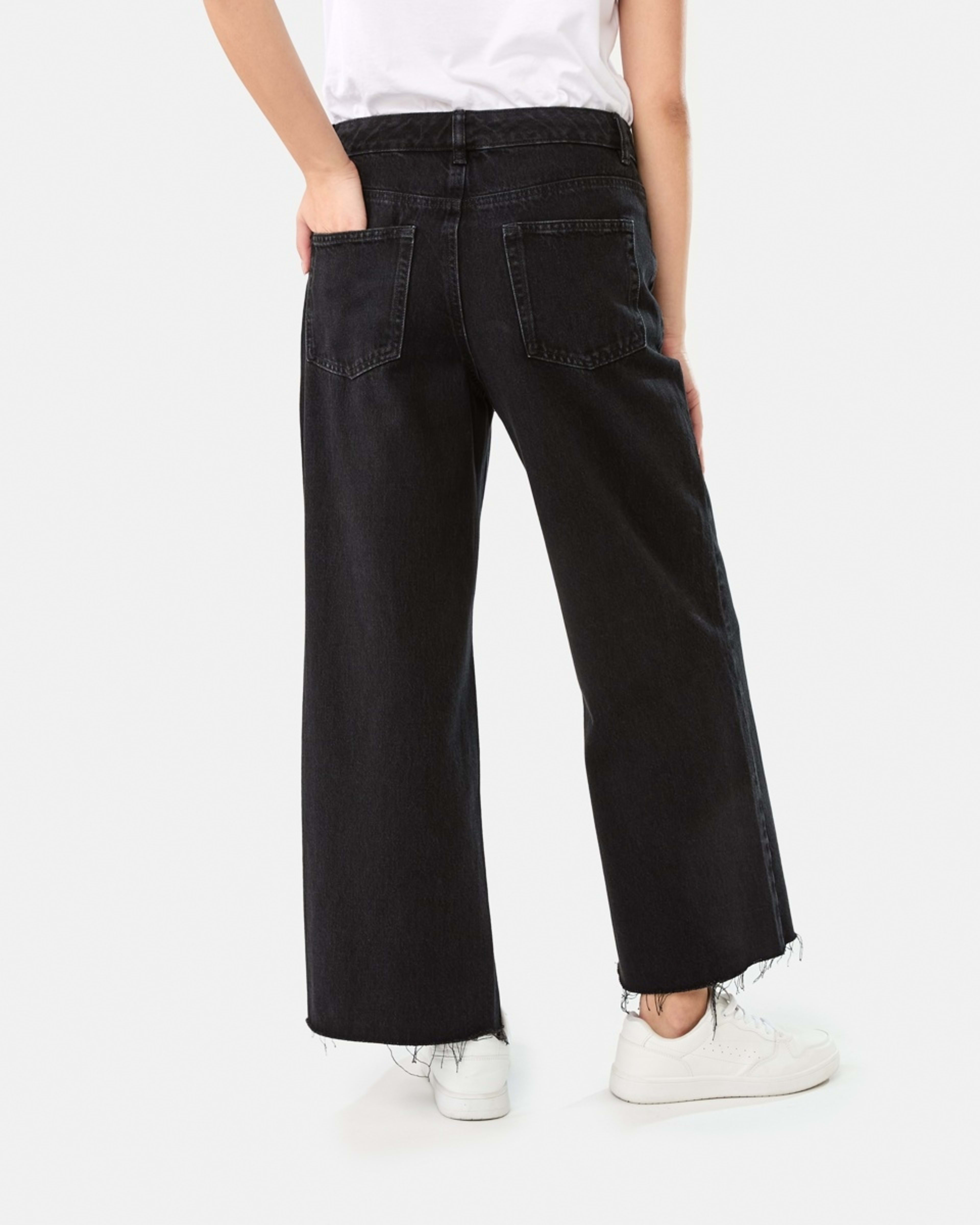 4 Wide Leg Raw Hem Jeans BLACK WASH, 4 of 9
