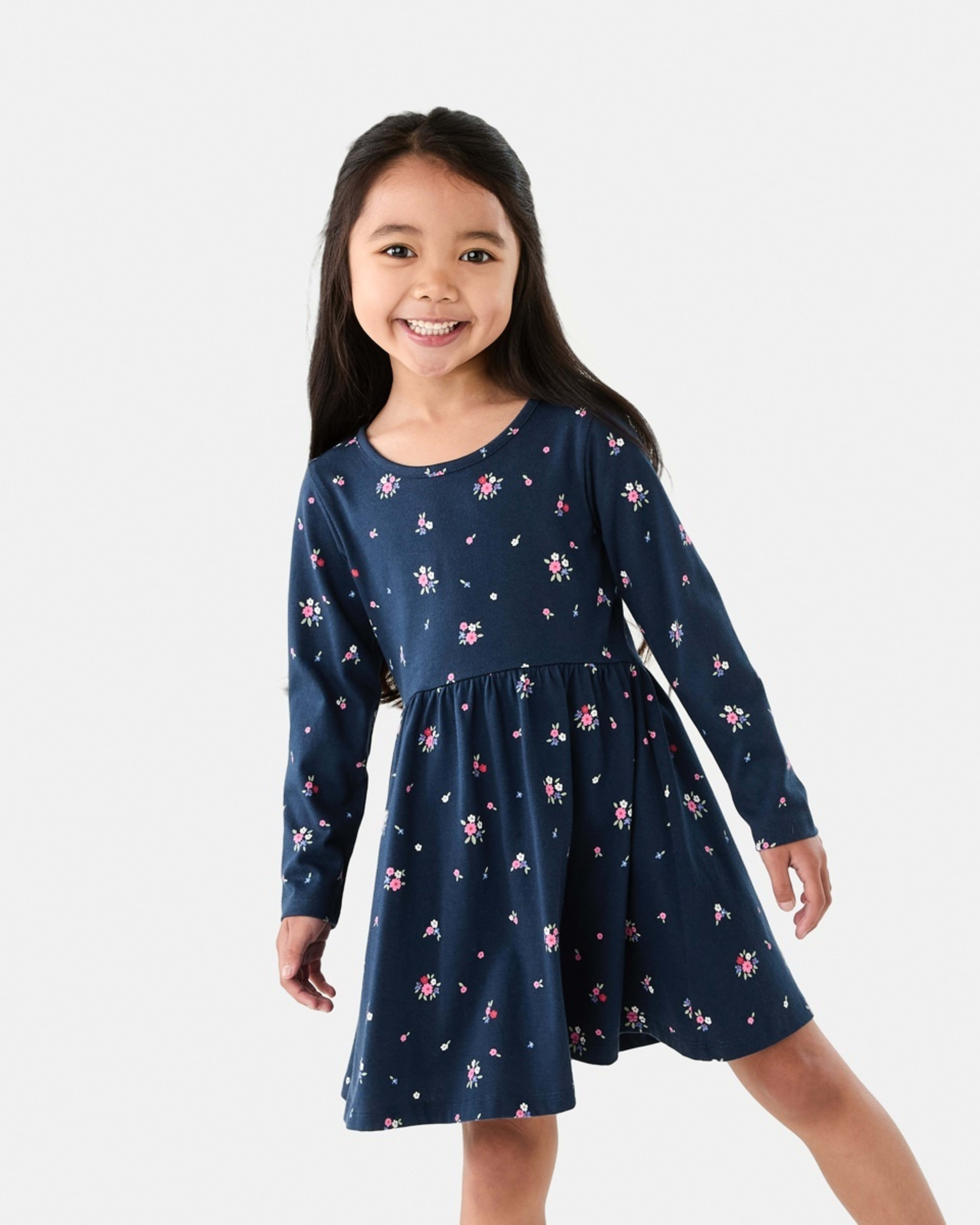 1 Long Sleeve Jersey Dress Ditsy, 1 of 8