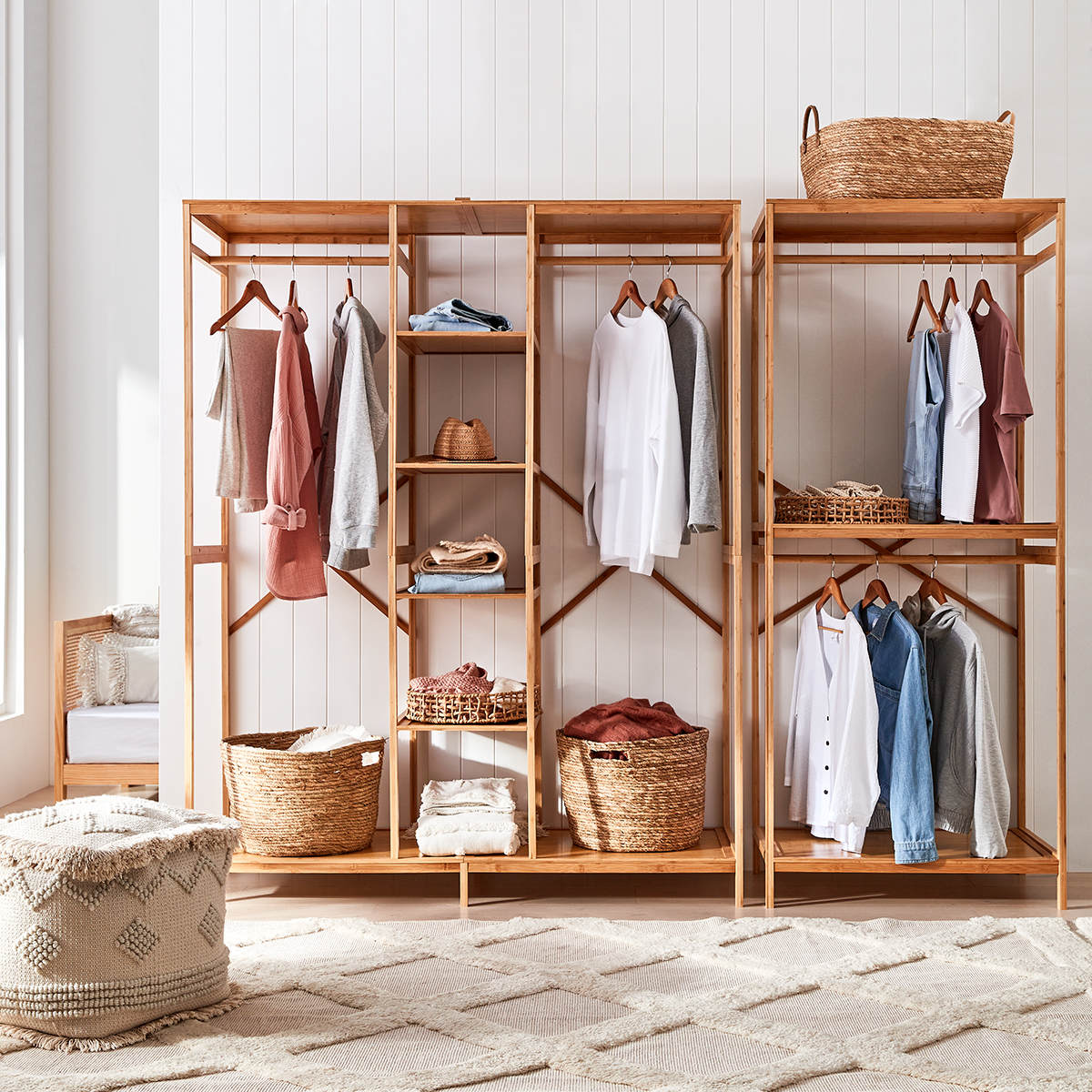 Bamboo Garment Rack with Shelves Kmart