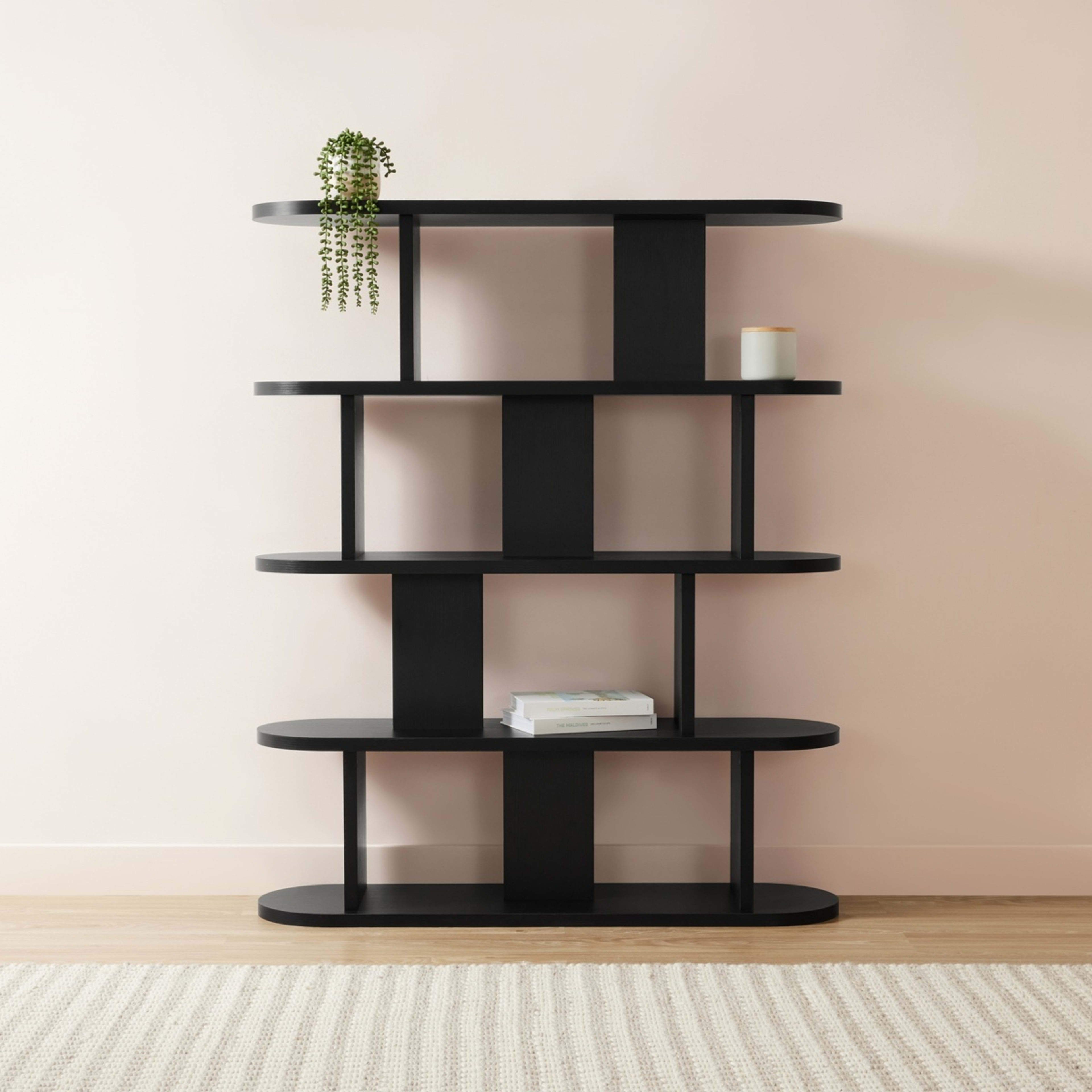 1 5 Tier Lozenge Bookshelf - Black