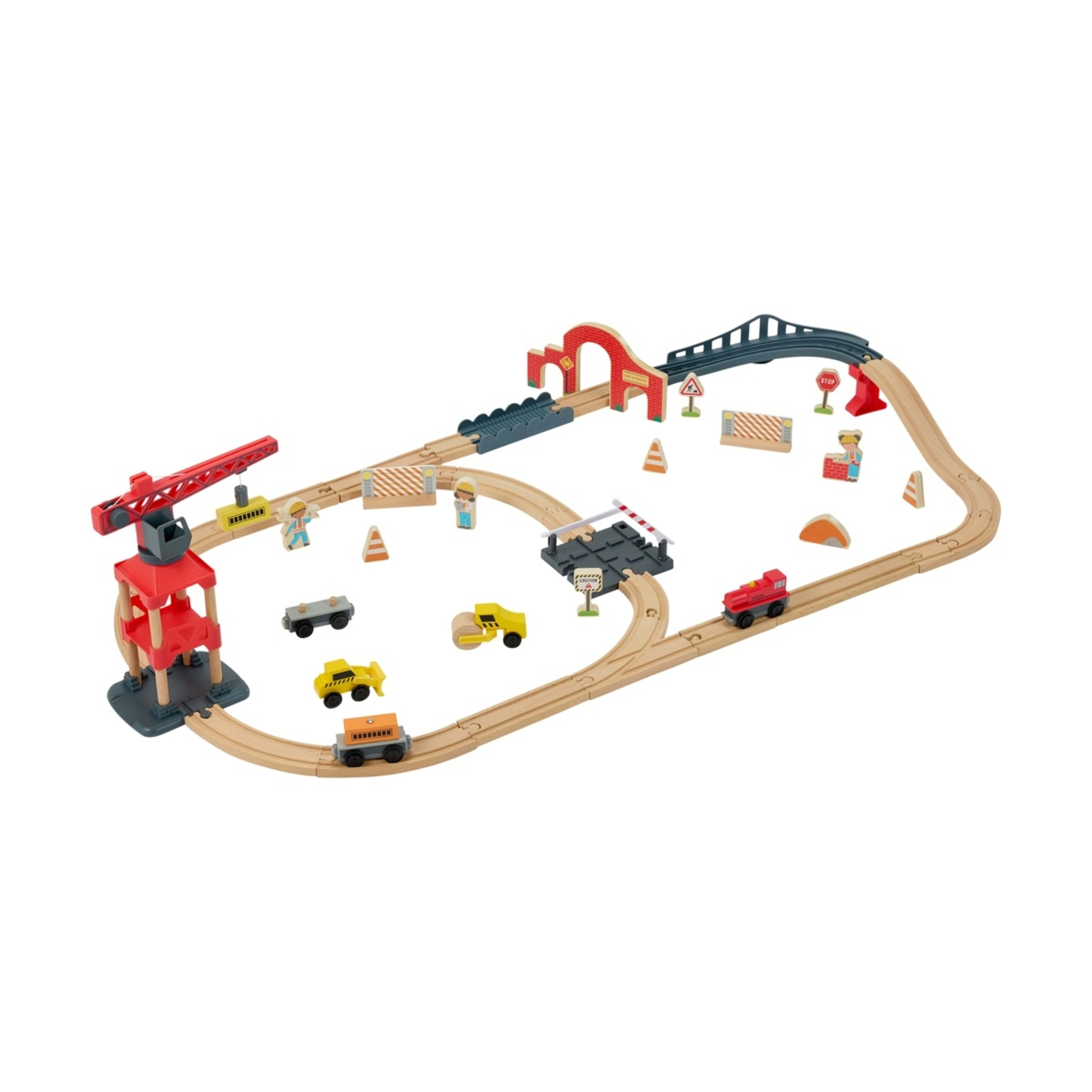 1 52 Piece Wooden Construction Train Set, 1 of 6