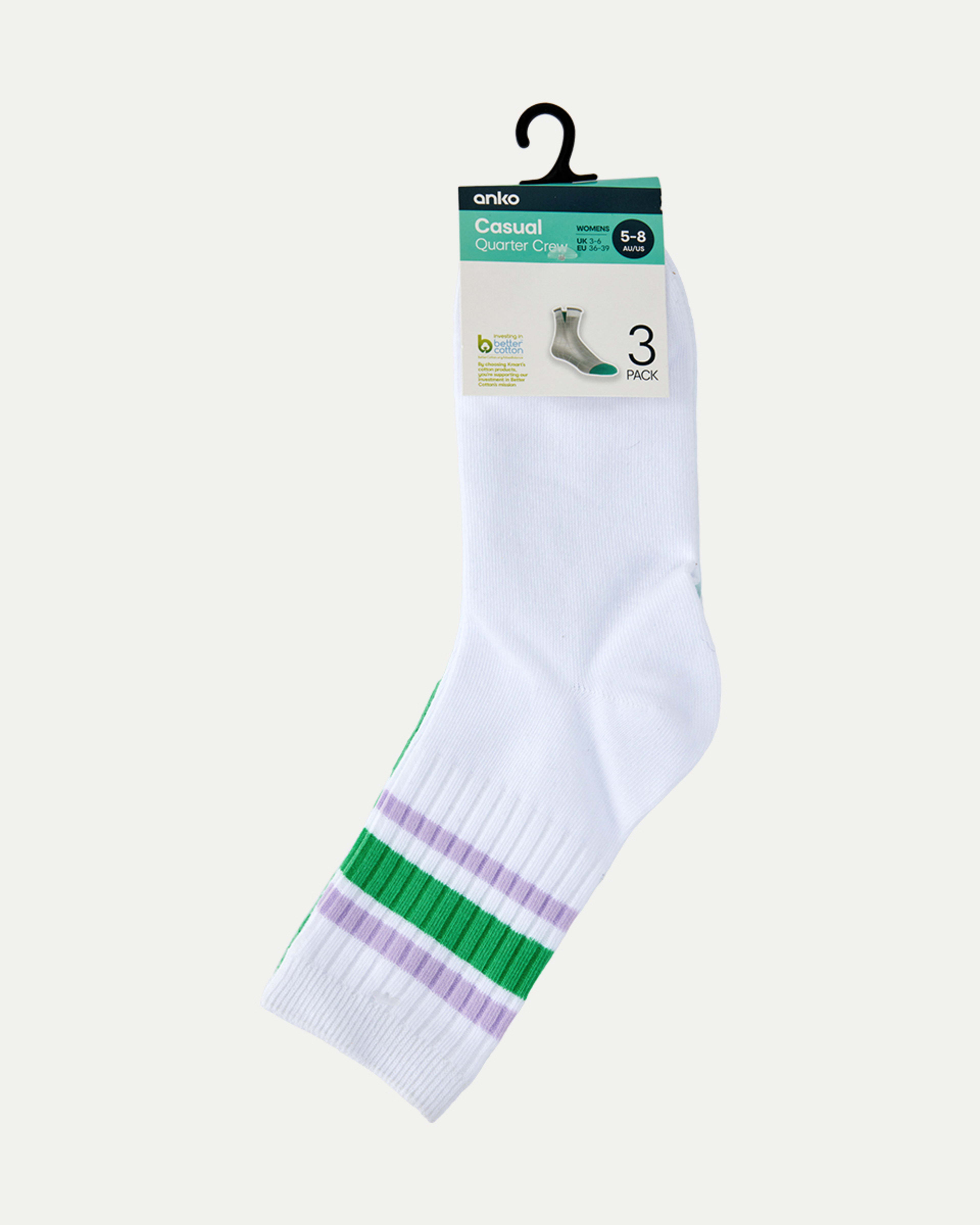 3 Pack Chunky Rib Quarter Crew Socks Kmart