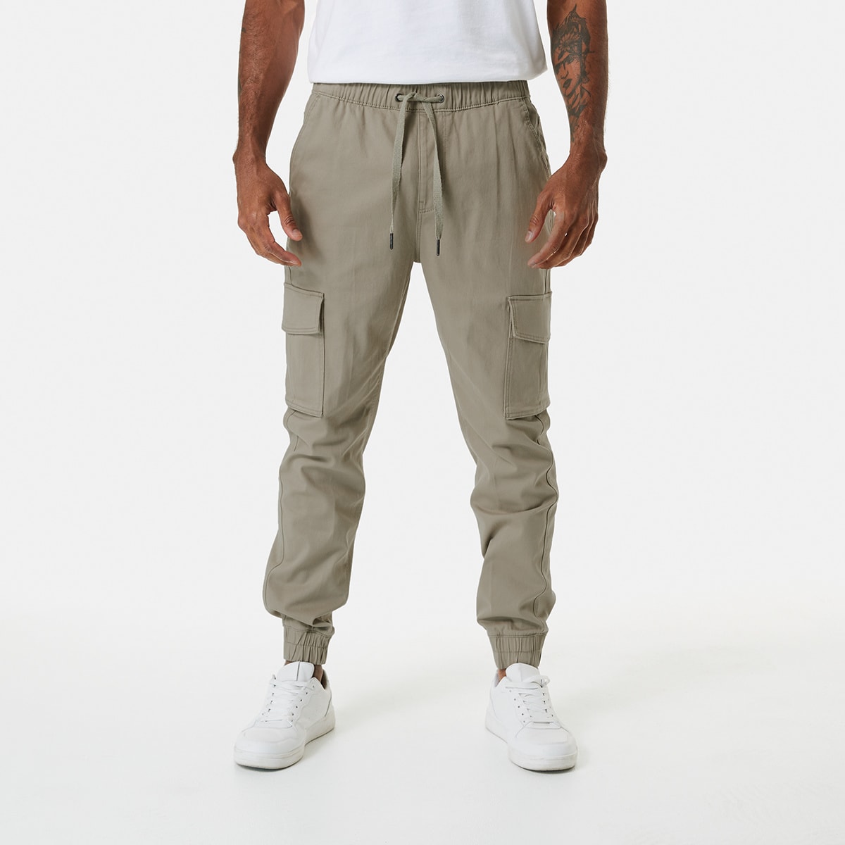 Elastic Waist and Cuffed Cargo Pants Kmart