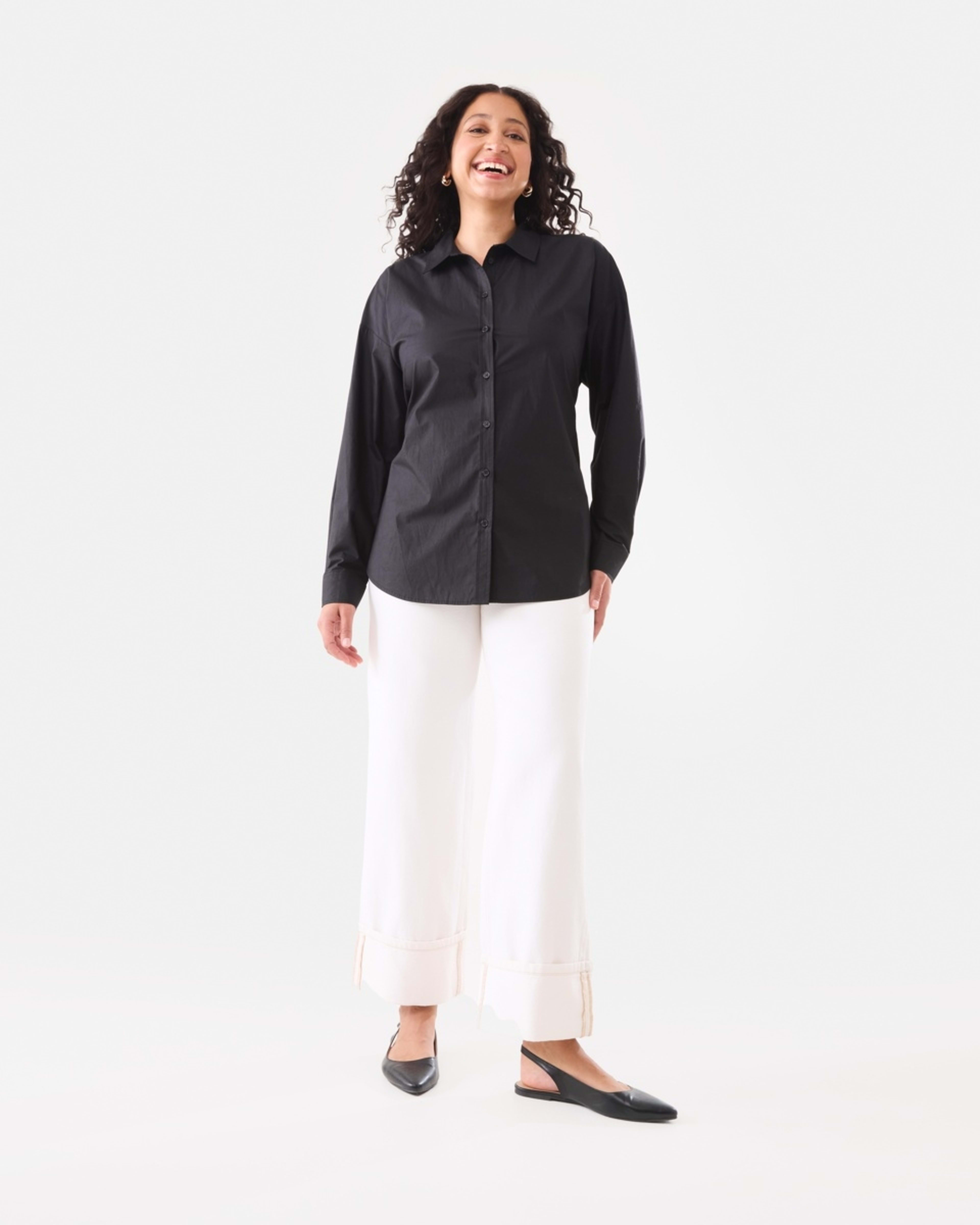 2 Long Sleeve Tie Back Detail Shirt Black, 2 of 7