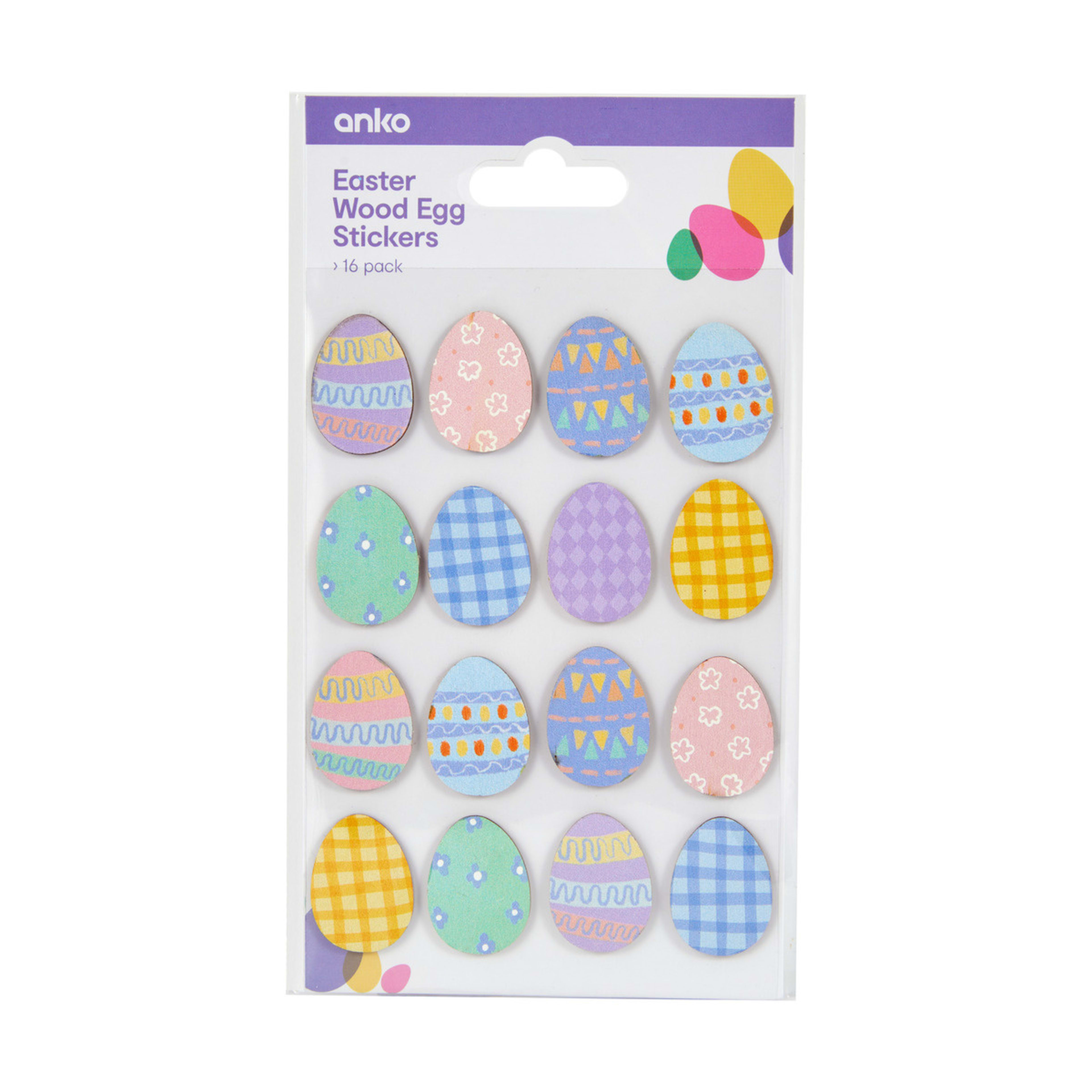 1 16 Pack Easter Wood Egg Stickers, 1 of 2