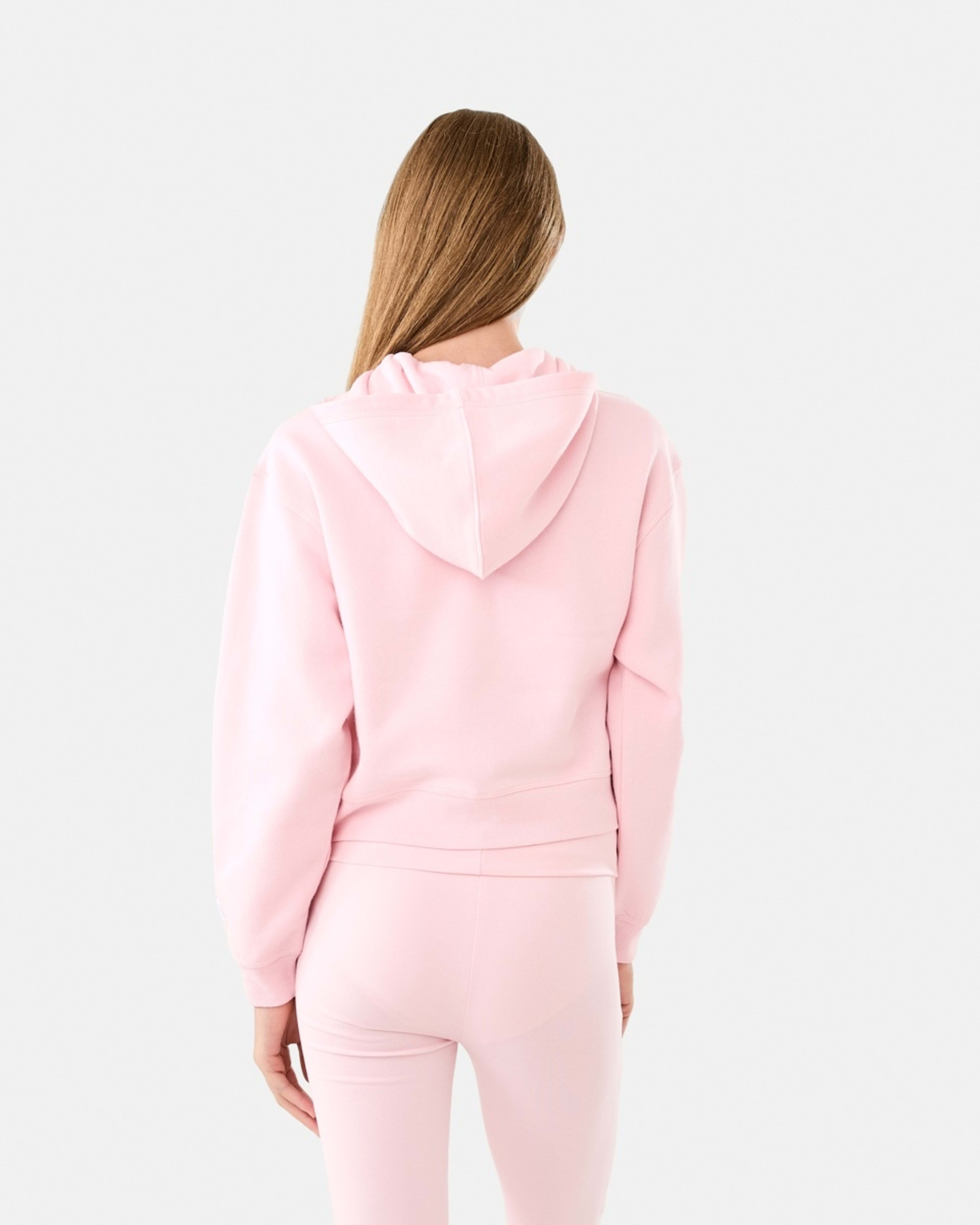 2 Cropped Zip Through Hoodie Pearl Pink, 2 of 10
