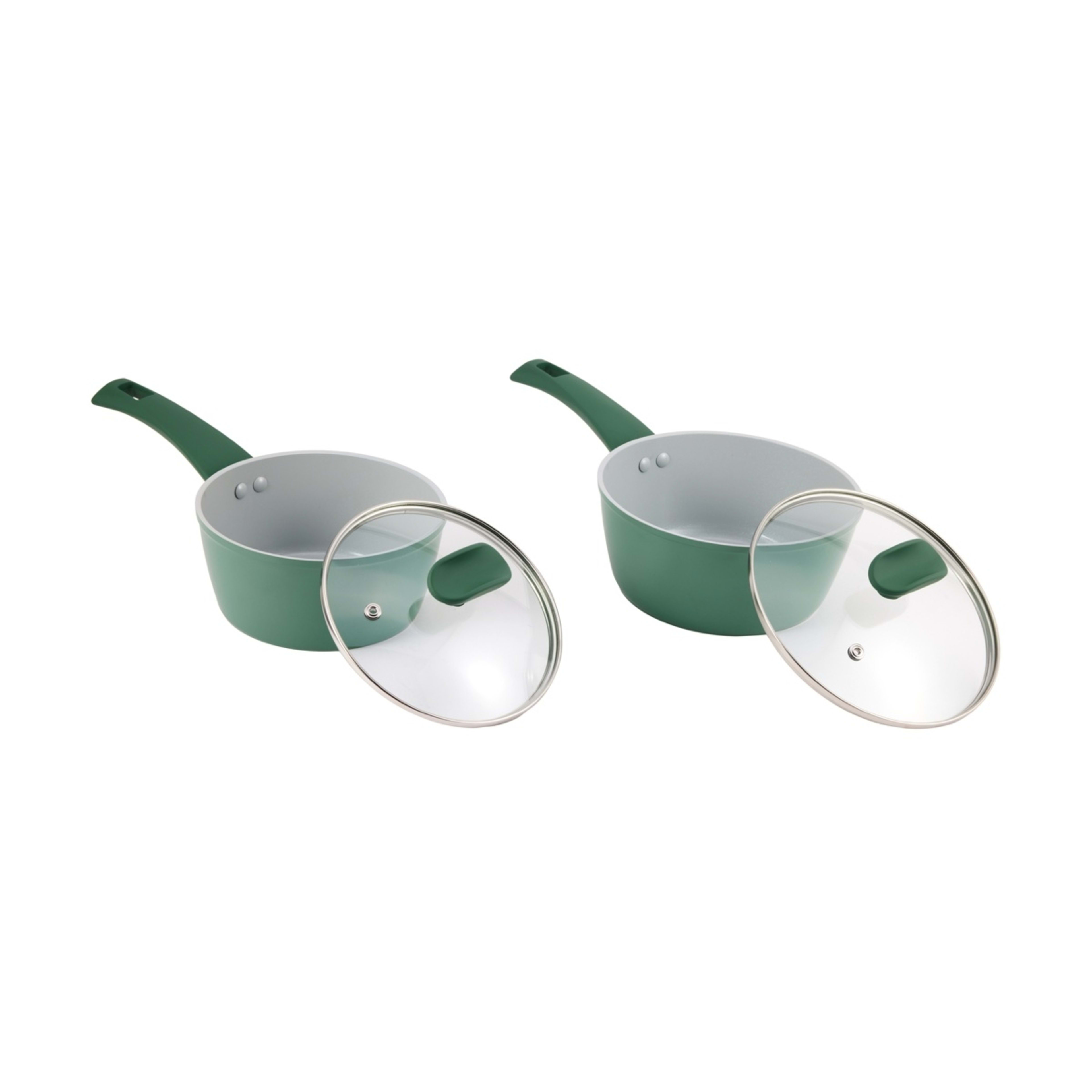 Set of 2 Green Ceramic Saucepans Kmart