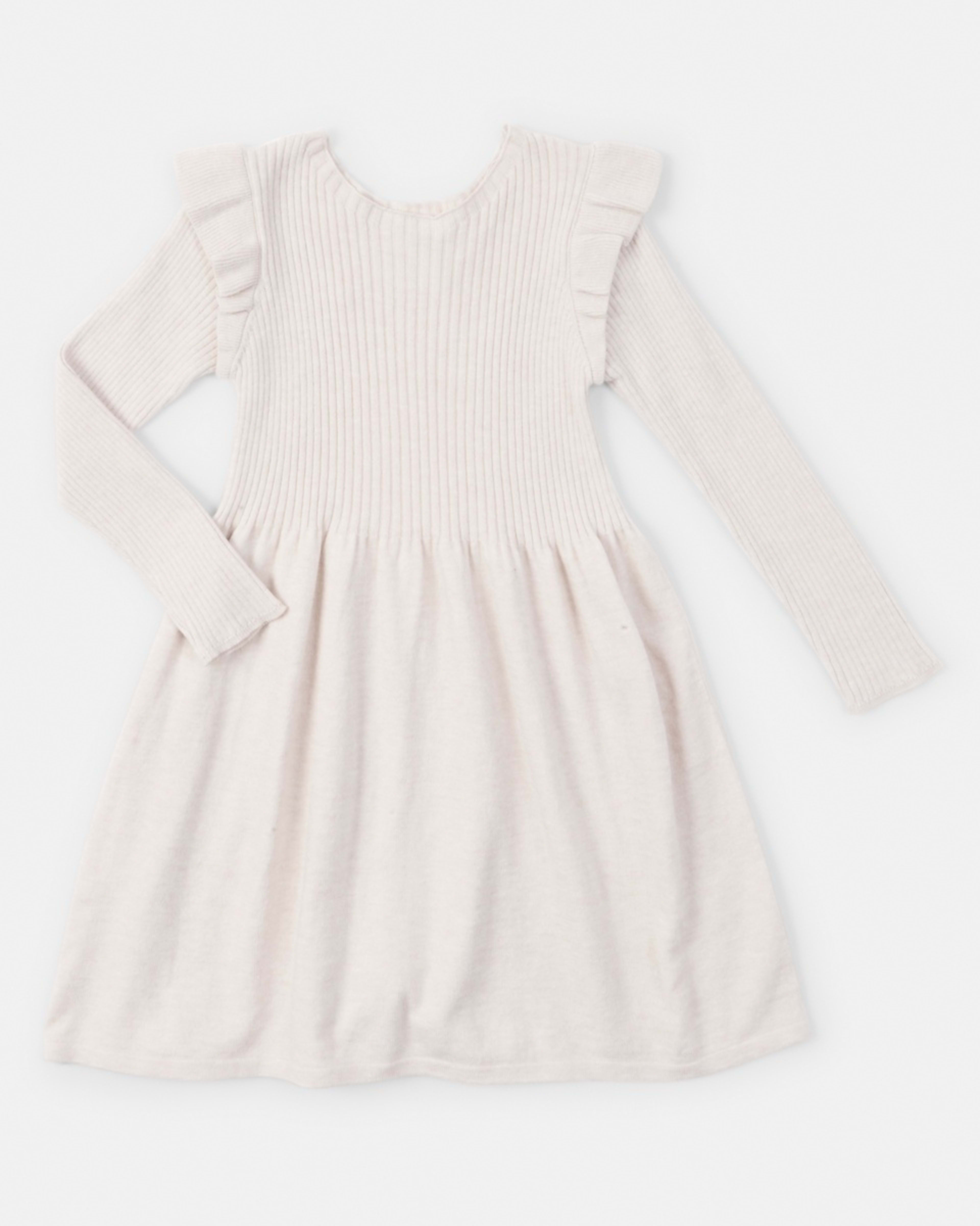 8 Long Sleeve Viscose Knit Dress Crm Marle, 8 of 9