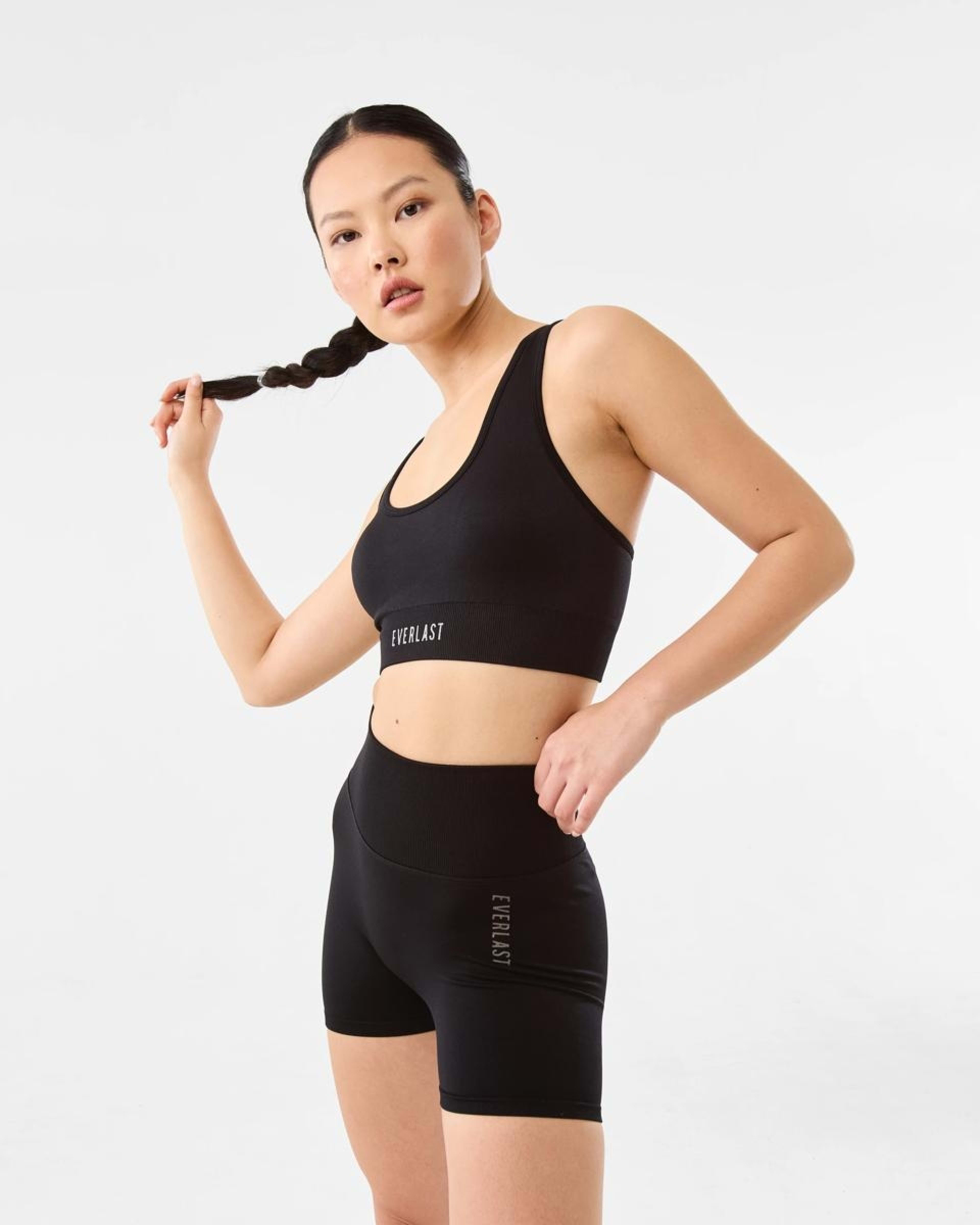 9 Everlast Womens Scoop Neck Seamfree Crop Top EVERLAST SIMPLE LOGO BLACK, 9 of 9