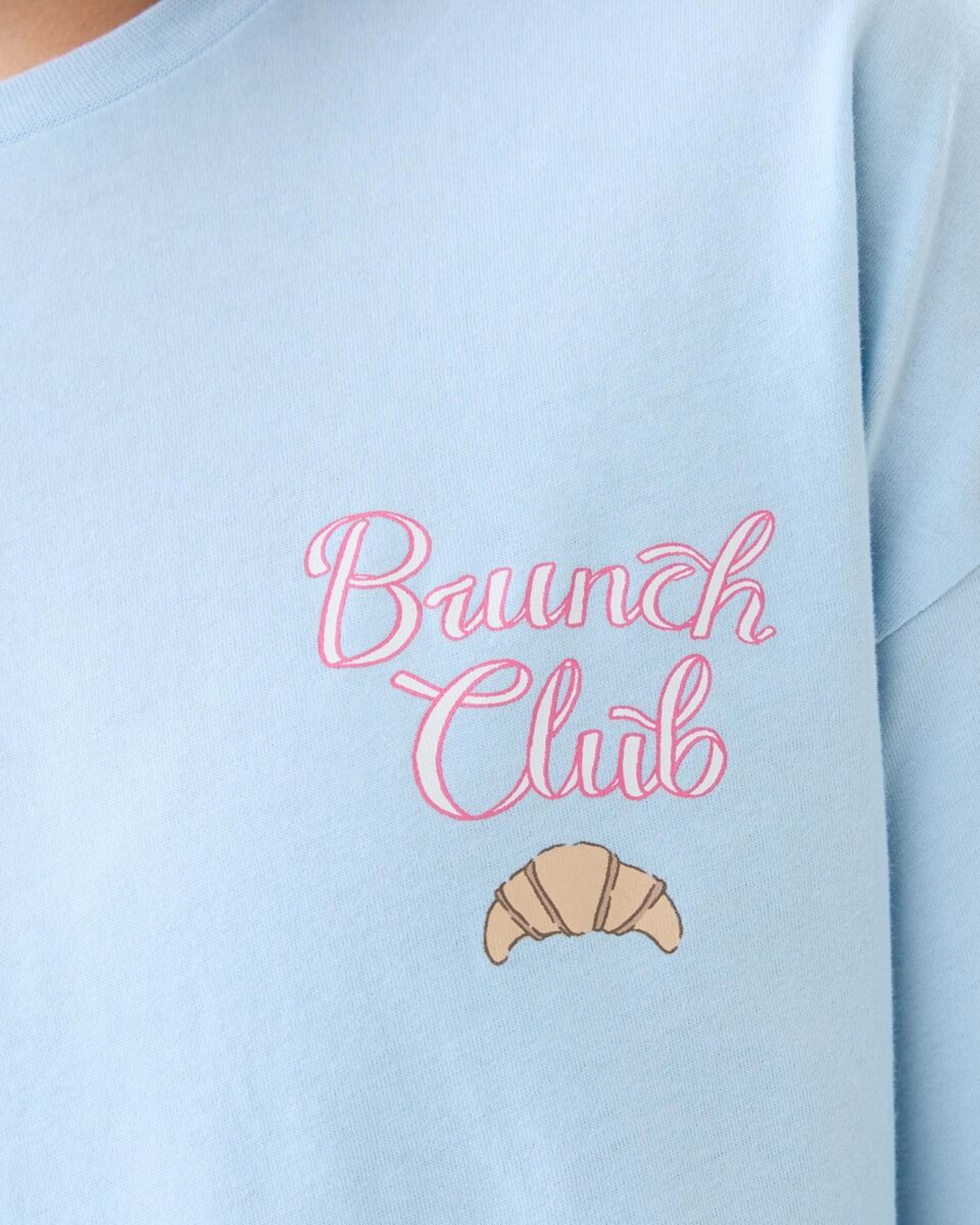 4 Long Sleeve Jersey Pyjama Set Brunch Club Blue, 4 of 6
