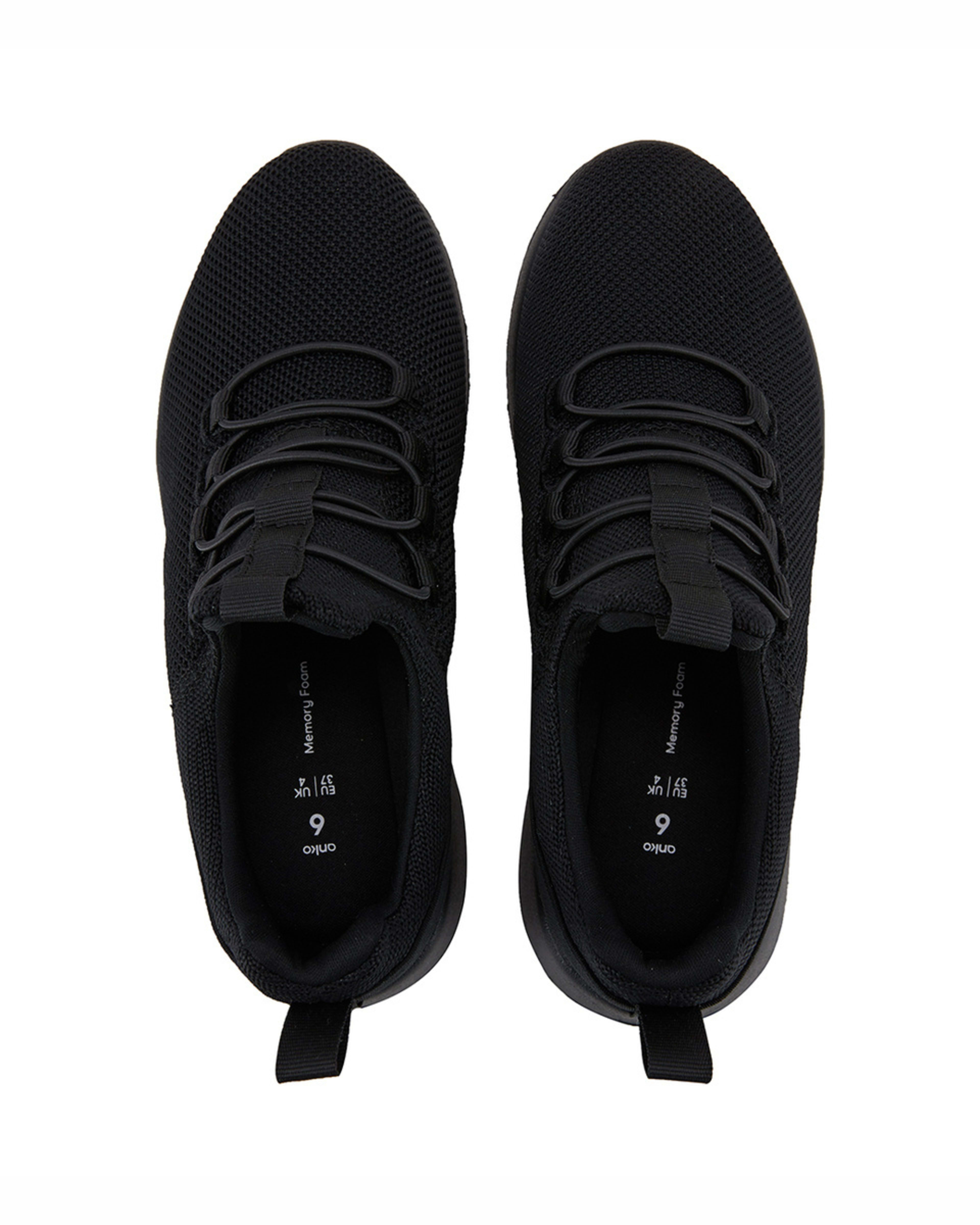 4 Comfort Sneakers with Elastic Laces BLACK, 4 of 5