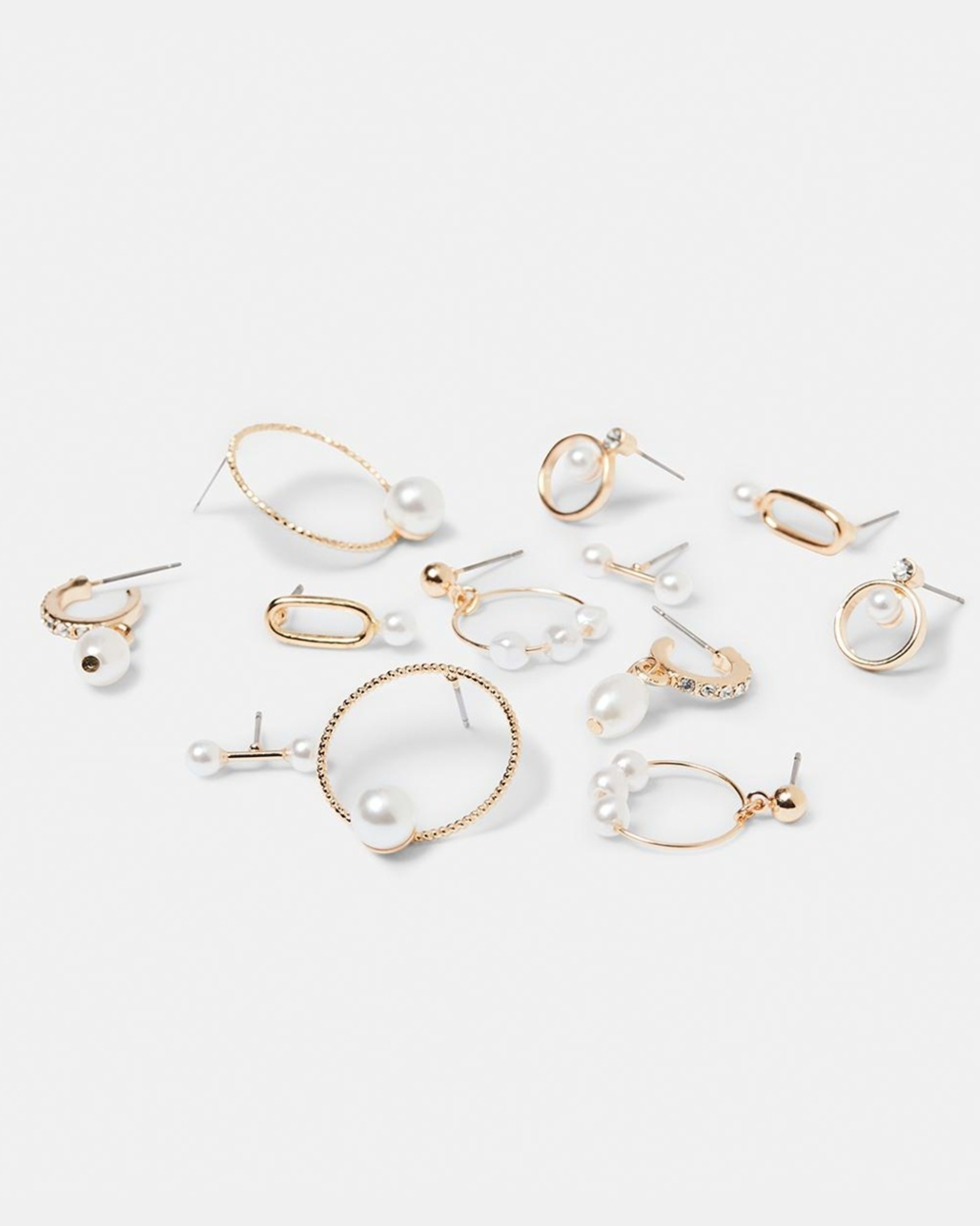 6 Pack Faux Pearl Hoop Earrings Gold Tone Kmart