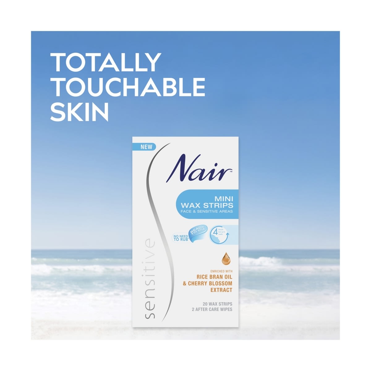 Nair 20 Pack Sensitive Mini Wax Strips Rice Bran Oil and Cherry