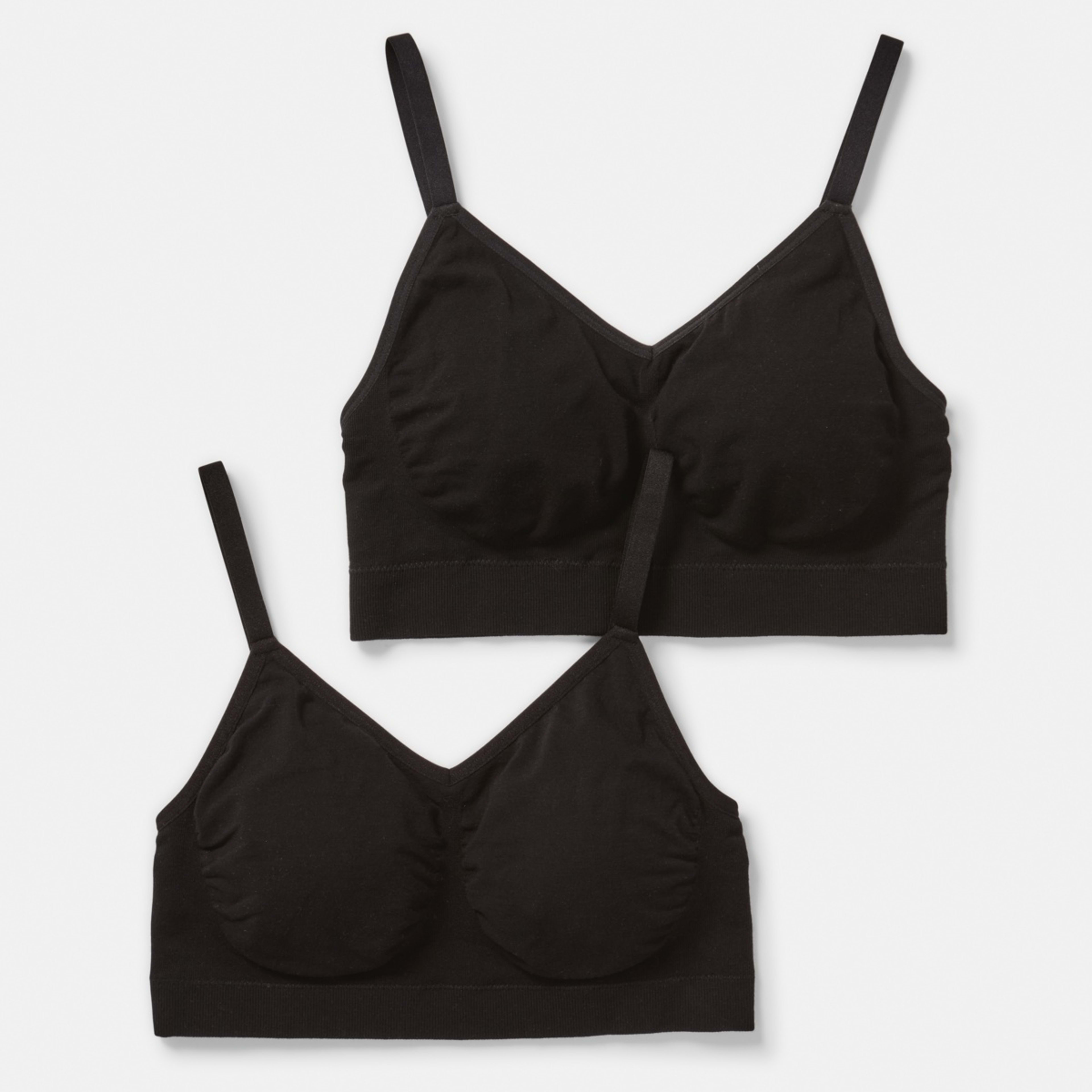 1 2 Pack Seamfree Wirefree Bamboo Crop Top Black, 1 of 9