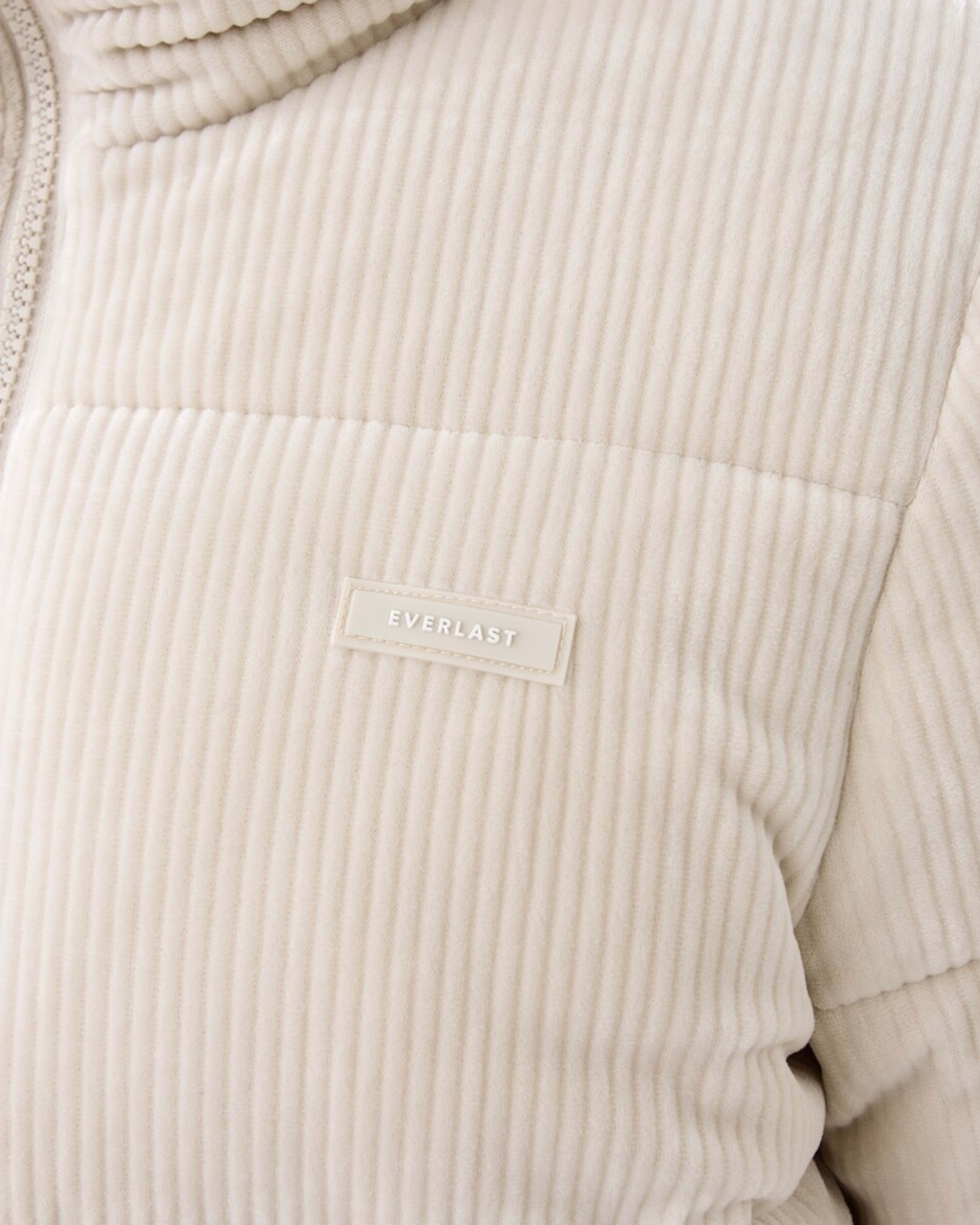 8 Everlast Womens Ribbed Velour Puffer Jacket Cool Beige, 8 of 9
