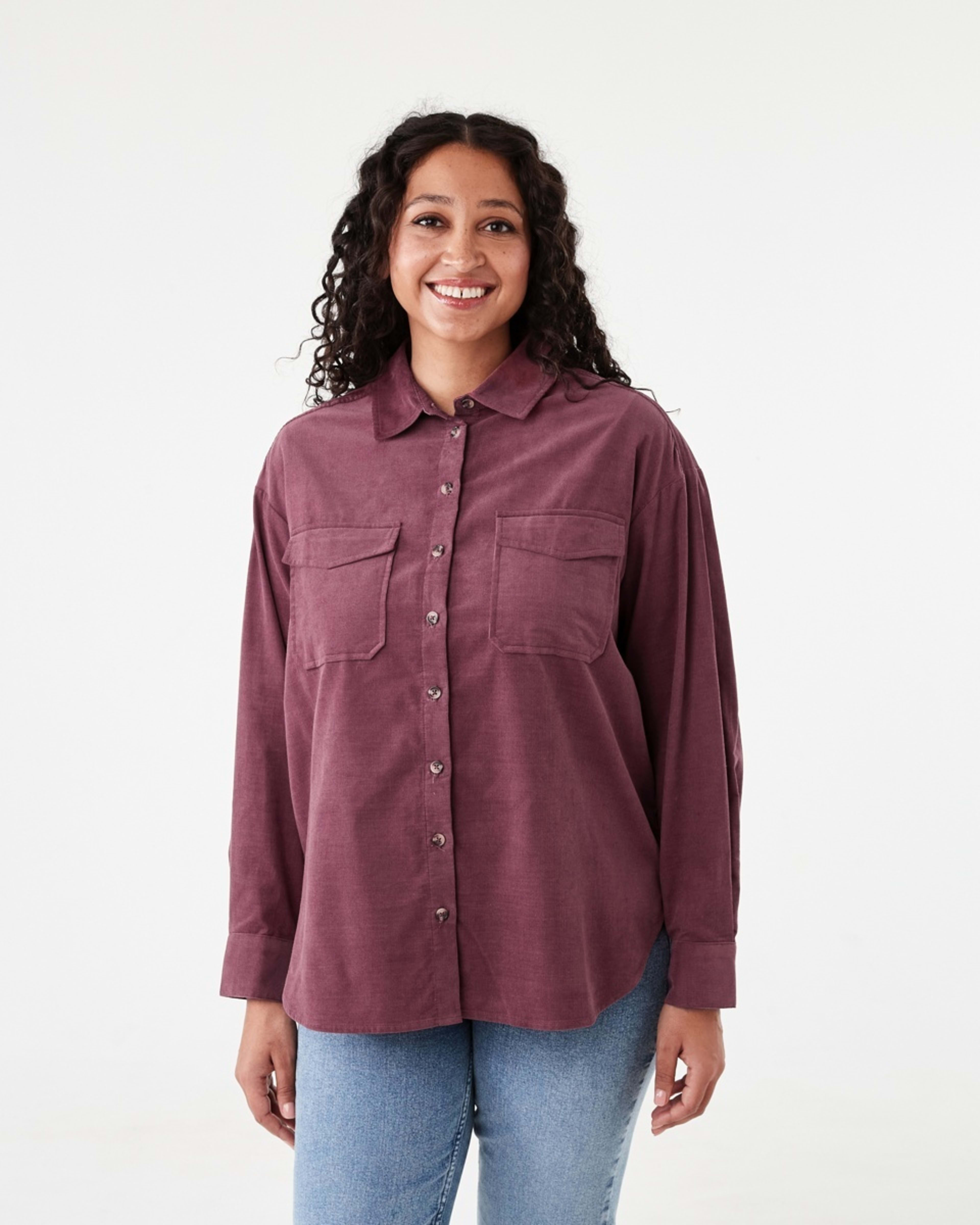2 Long Sleeve Baby Corduroy Shirt Berry, 2 of 8