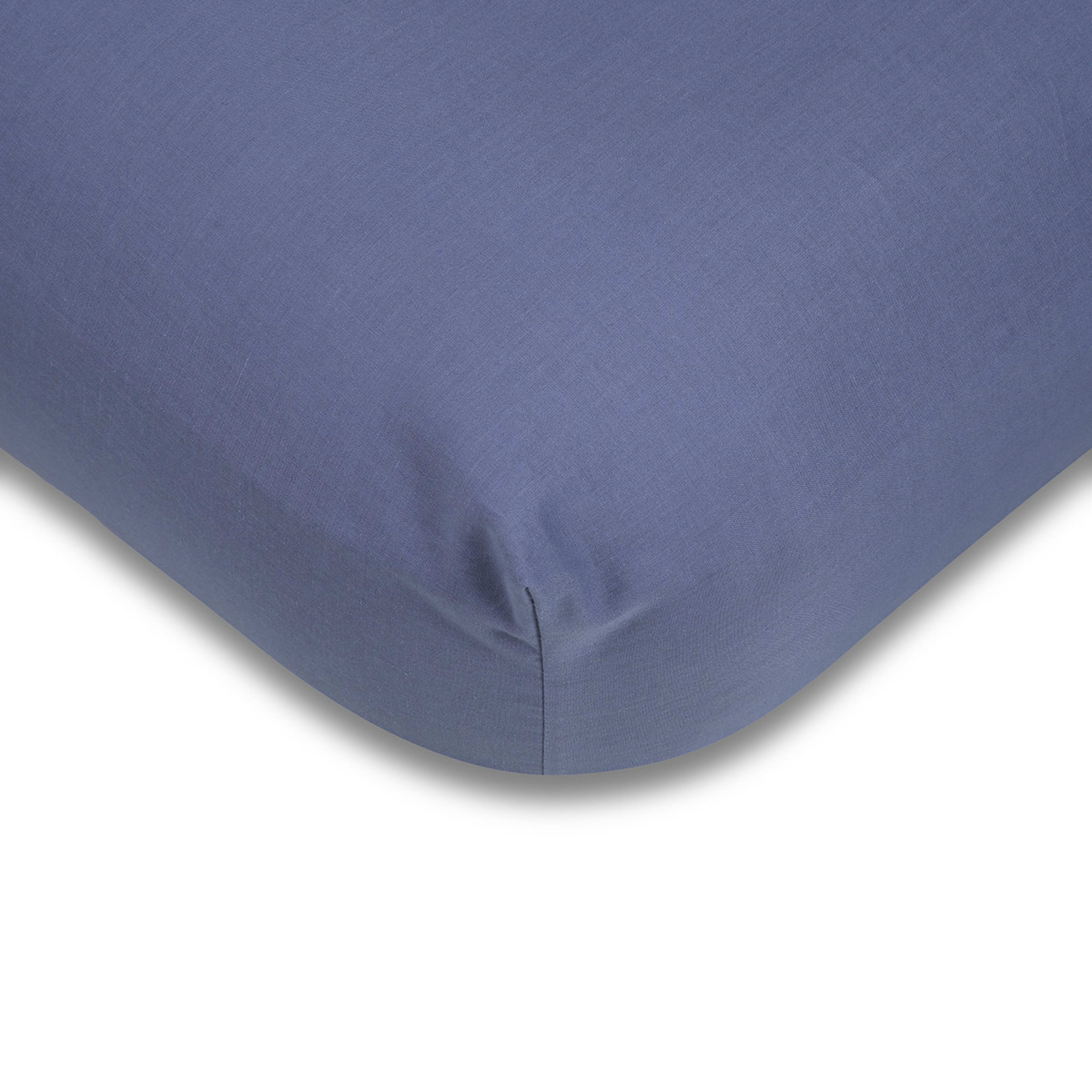 1 180 Thread Count Fitted Sheet - King Single Bed, Mid Blue