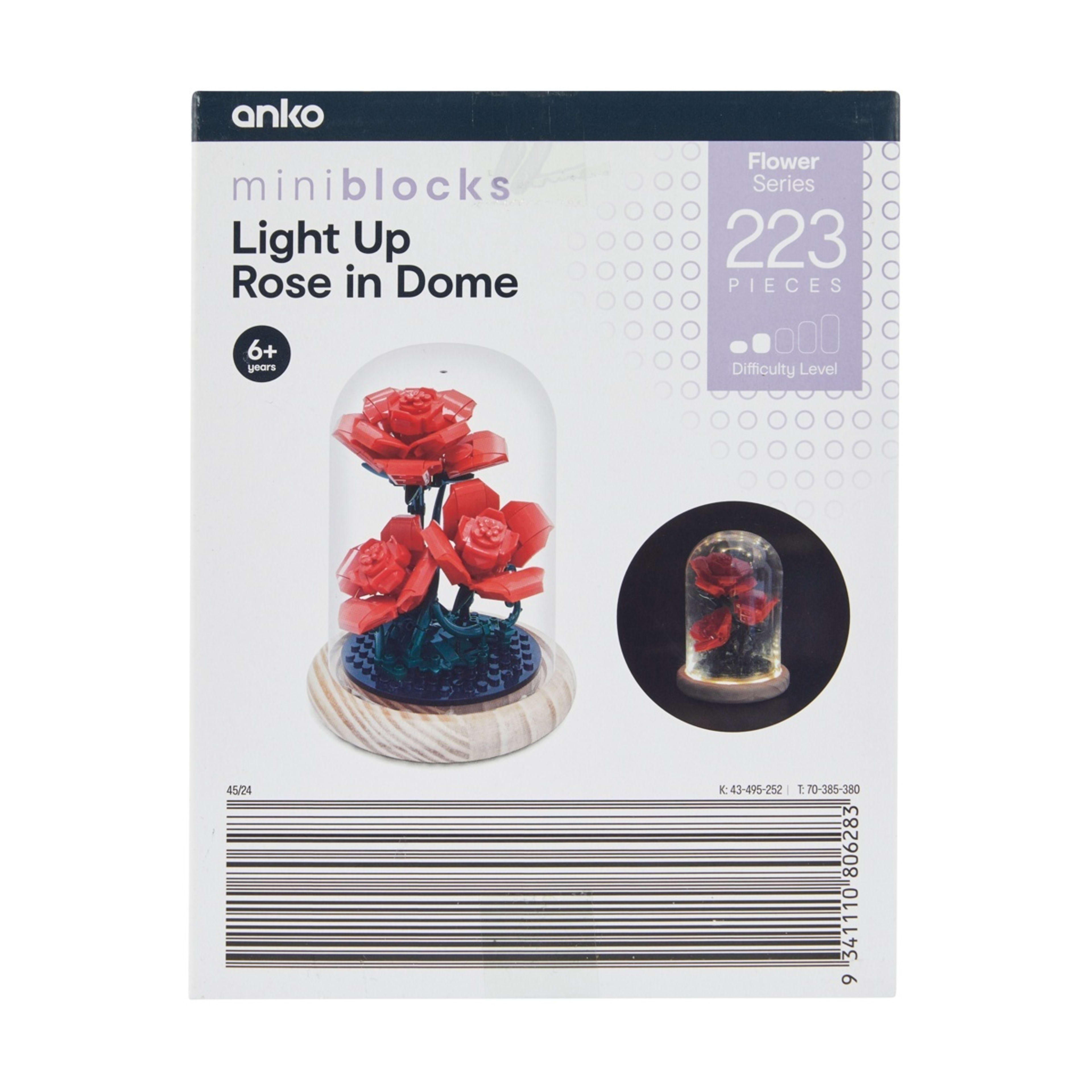 4 223 Piece Mini Blocks Flower Series: Light Up Rose in Dome, 4 of 4