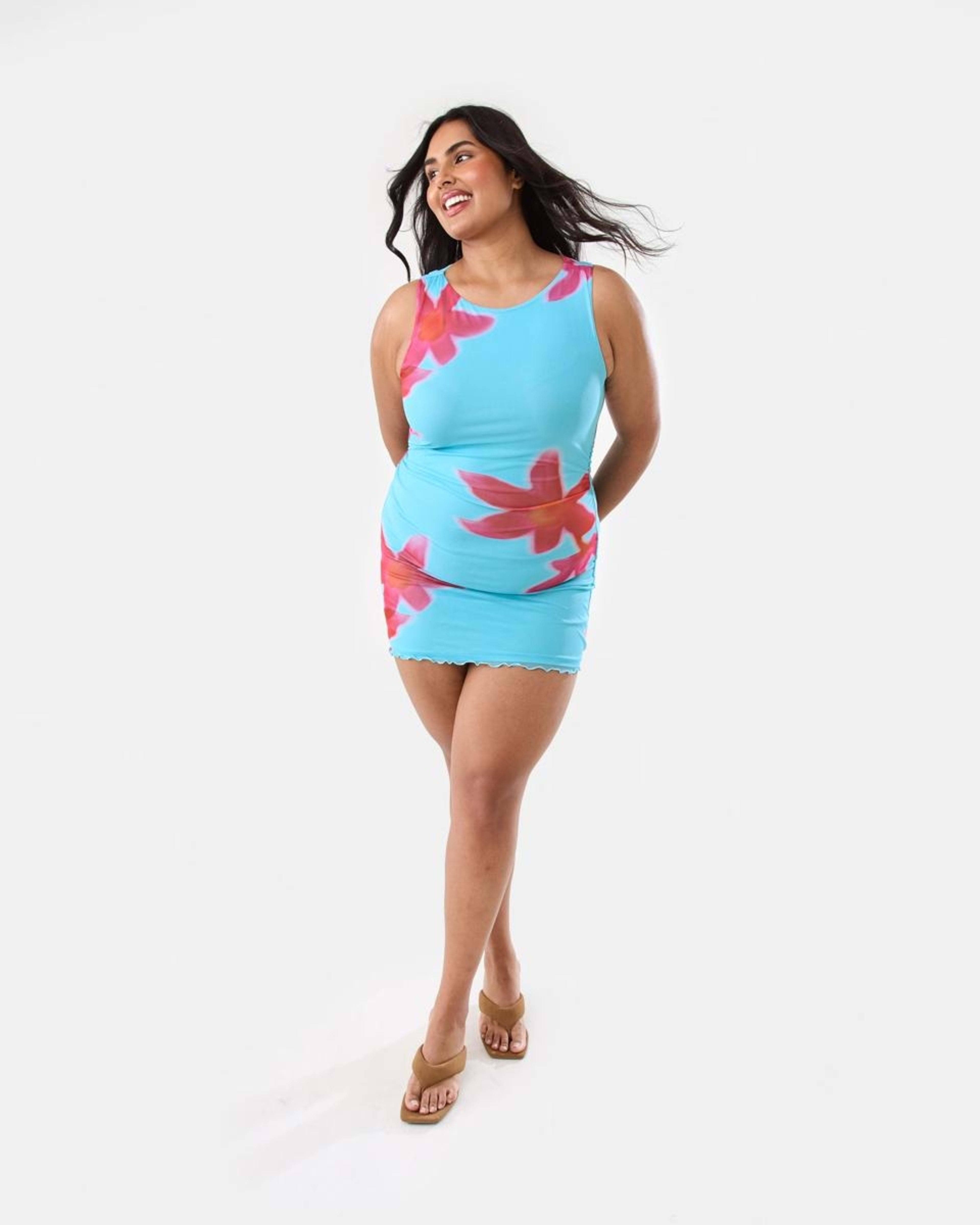4 Sleeveless Mesh Mini Dress HOT TROP CLEAR AQUA, 4 of 10