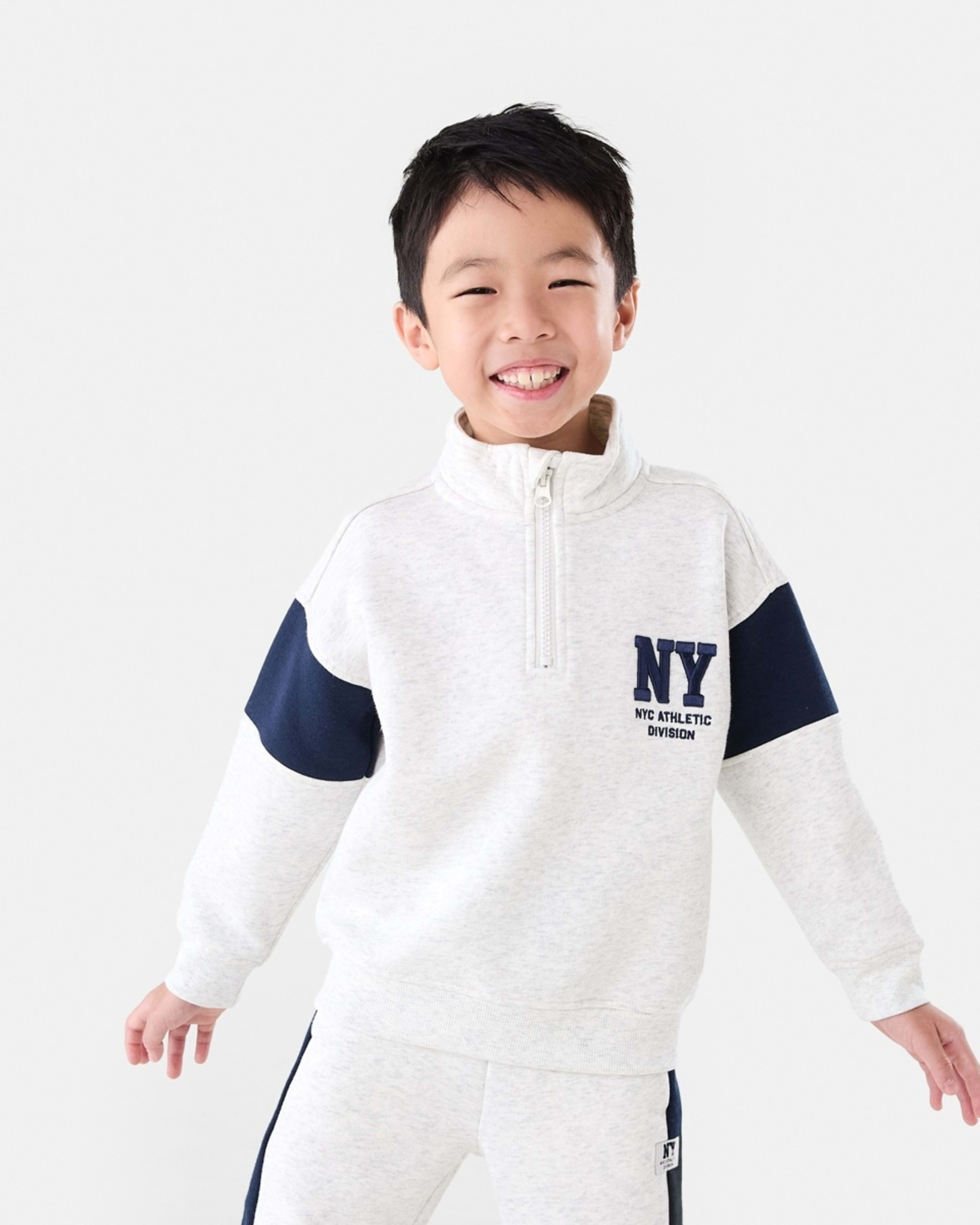 1 Quarter Zip Sweatshirt Wht Marle