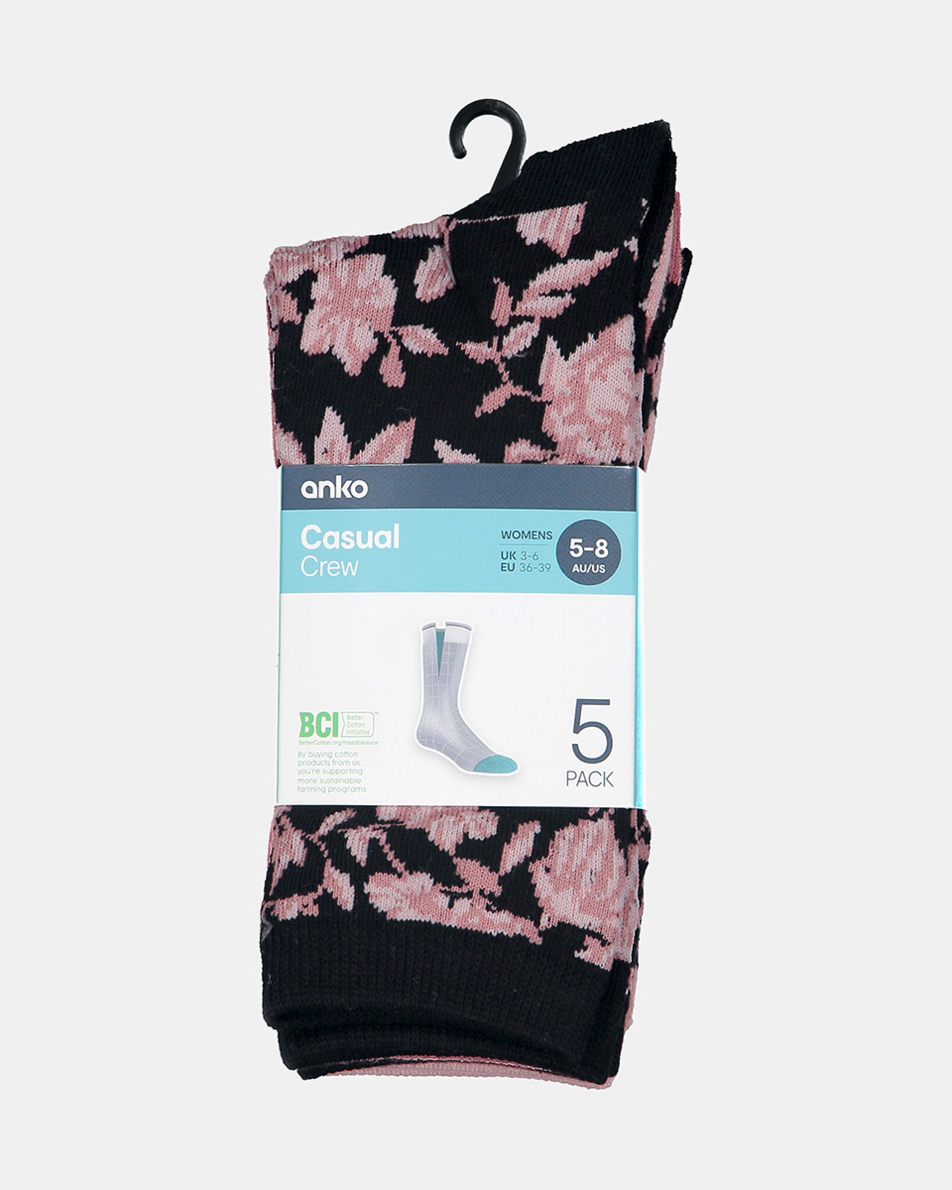 5 Pack Jacquard Crew Socks Kmart
