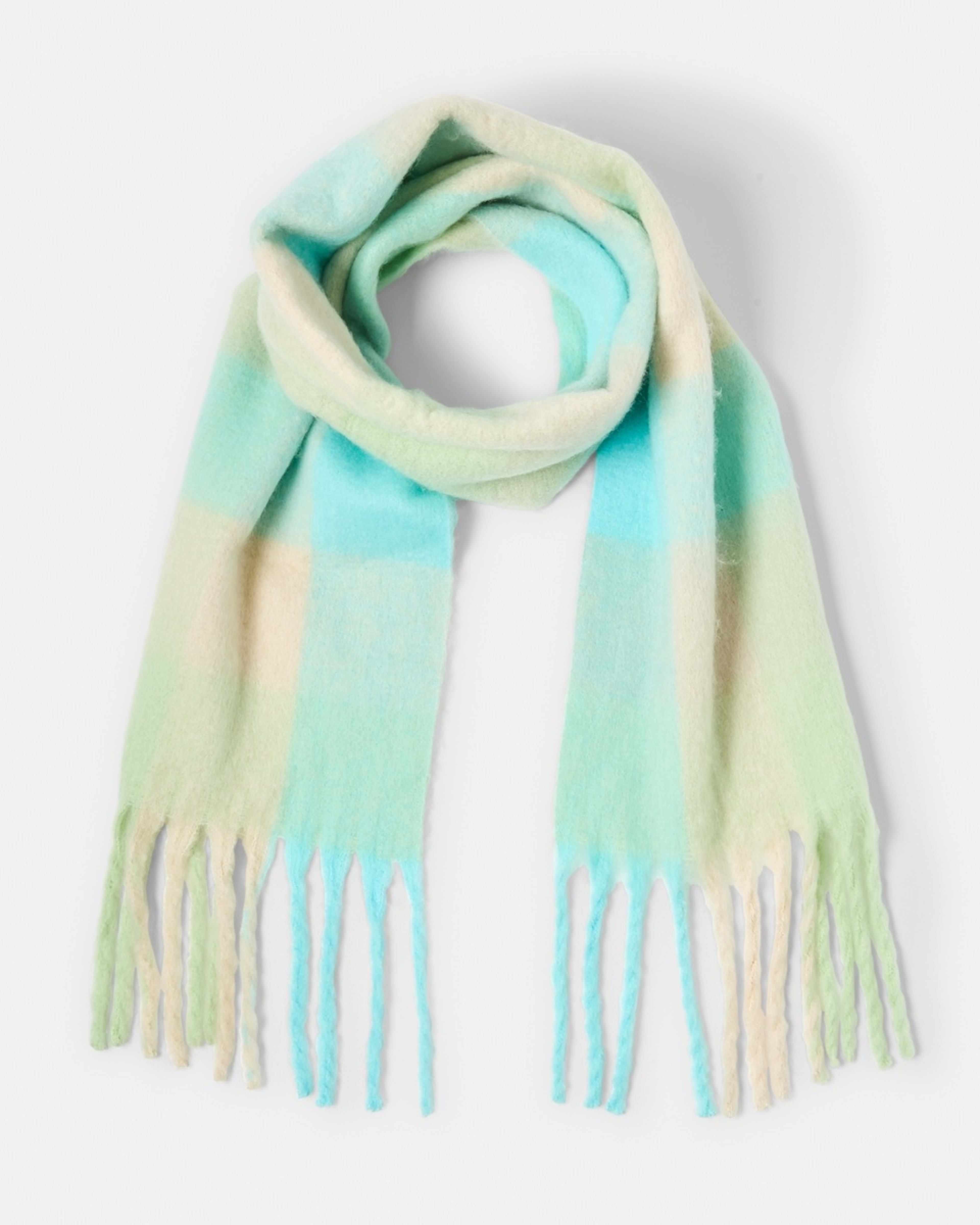 1 Fluffy Scarf Blue Check, 1 of 3