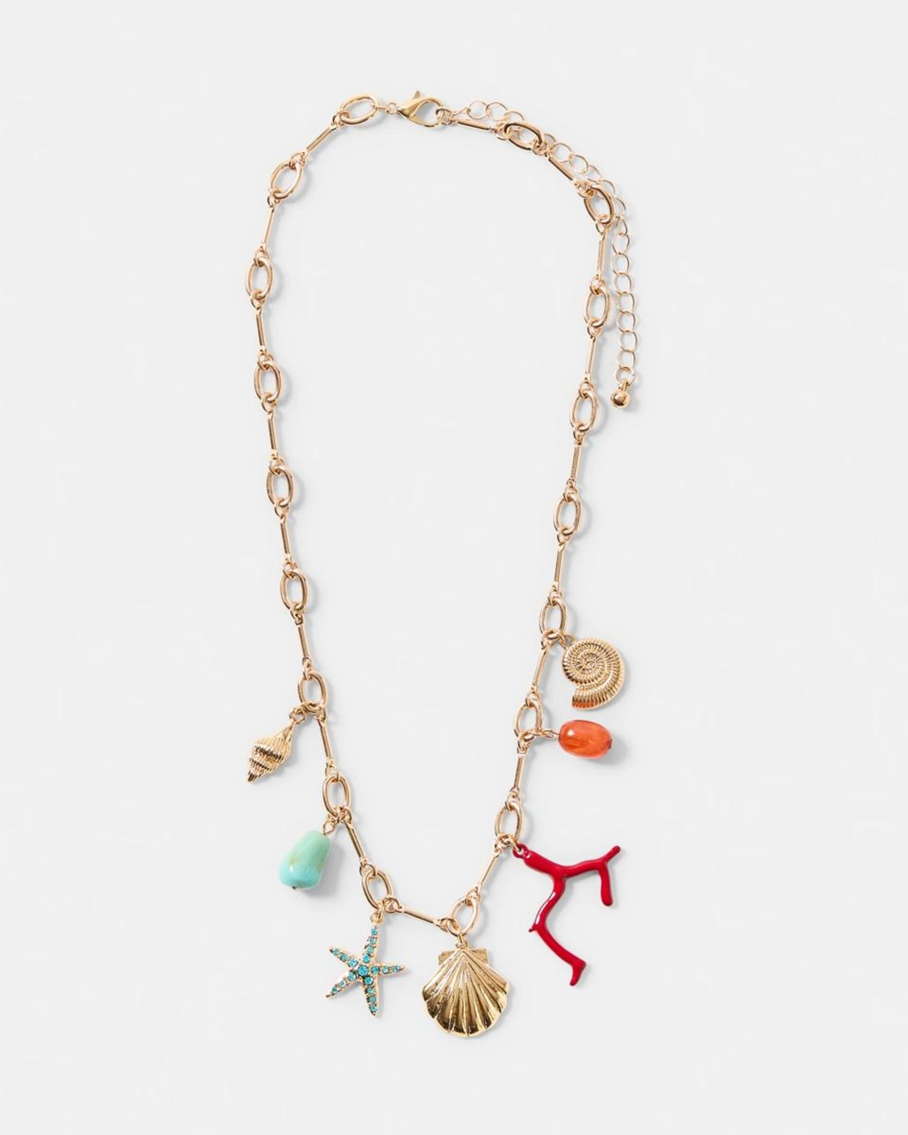 1 Seashell Charms Necklace - Gold Tone GOLD METAL, 1 of 6