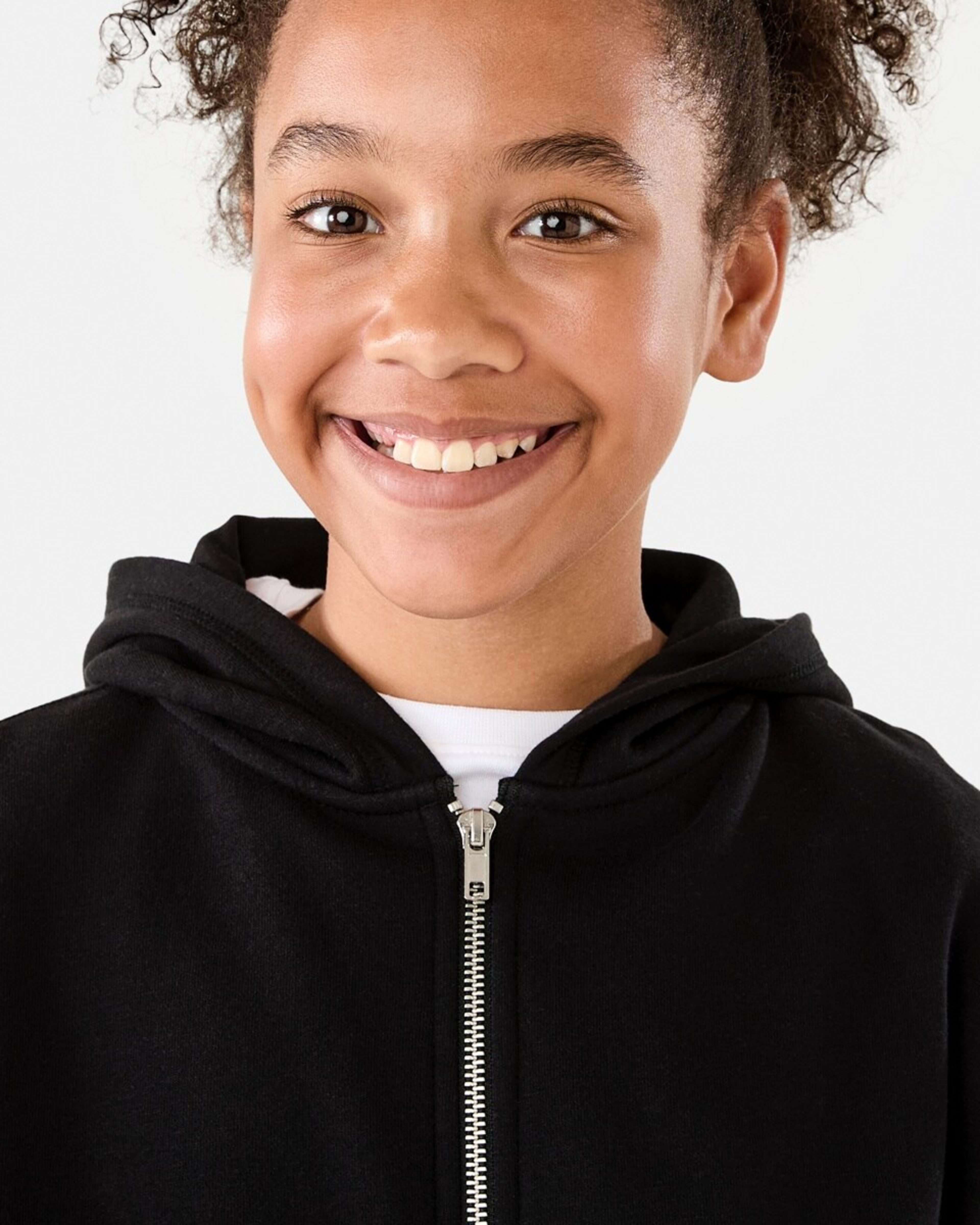 3 Cropped Zip Through Hoodie Black, 3 of 10