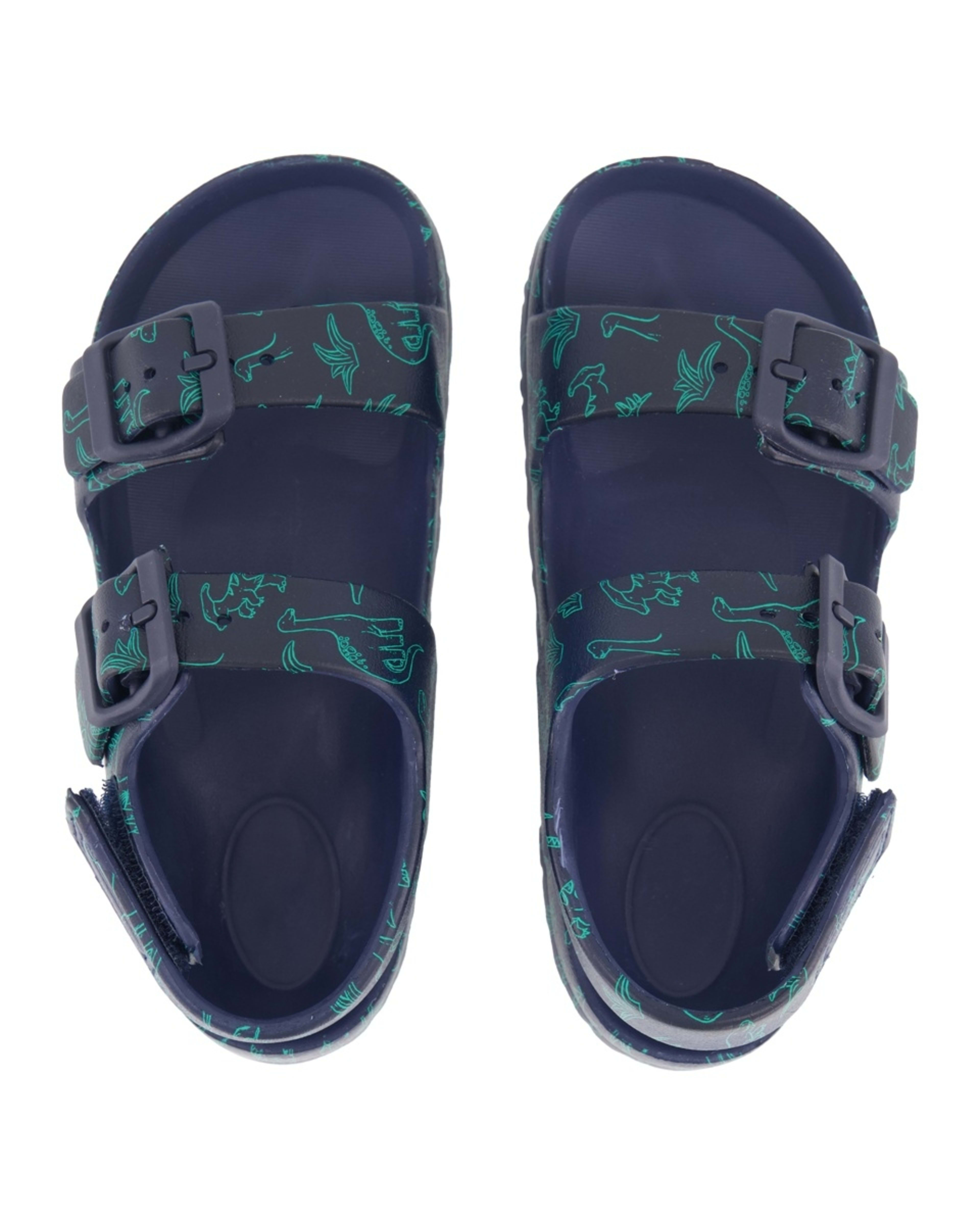 2 Junior Double Strap Slides NAVY DINO OUTLINE SHOE, 2 of 3