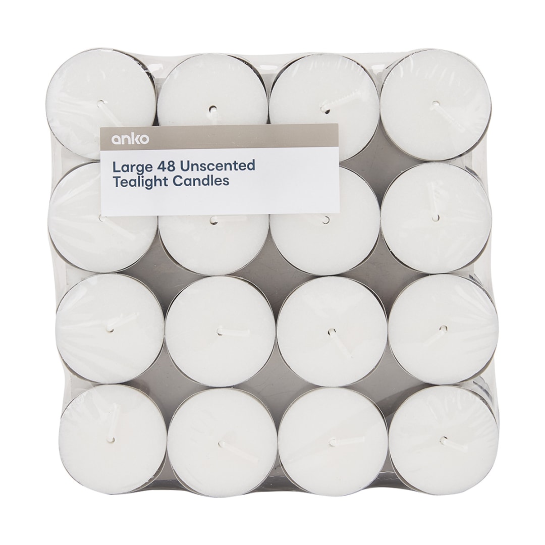 48 Pack Unscented Tealight Candles Large Kmart