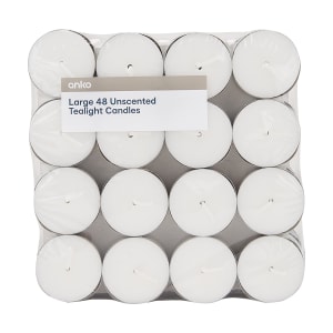 48 Pack Unscented Tealight Candles - Large