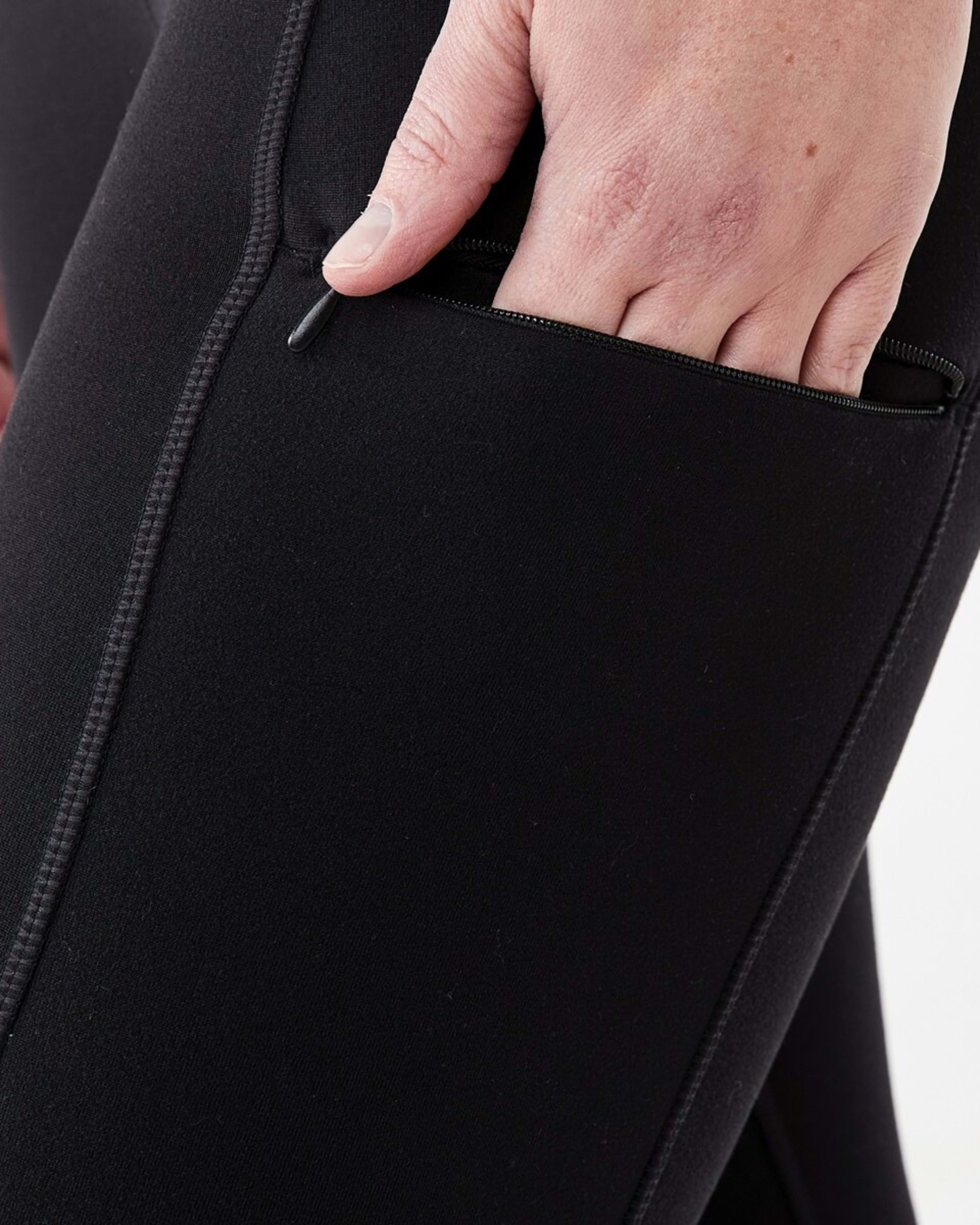 5 Active Womens Outdoor Fleece Zip Leggings BLACK, 5 of 6