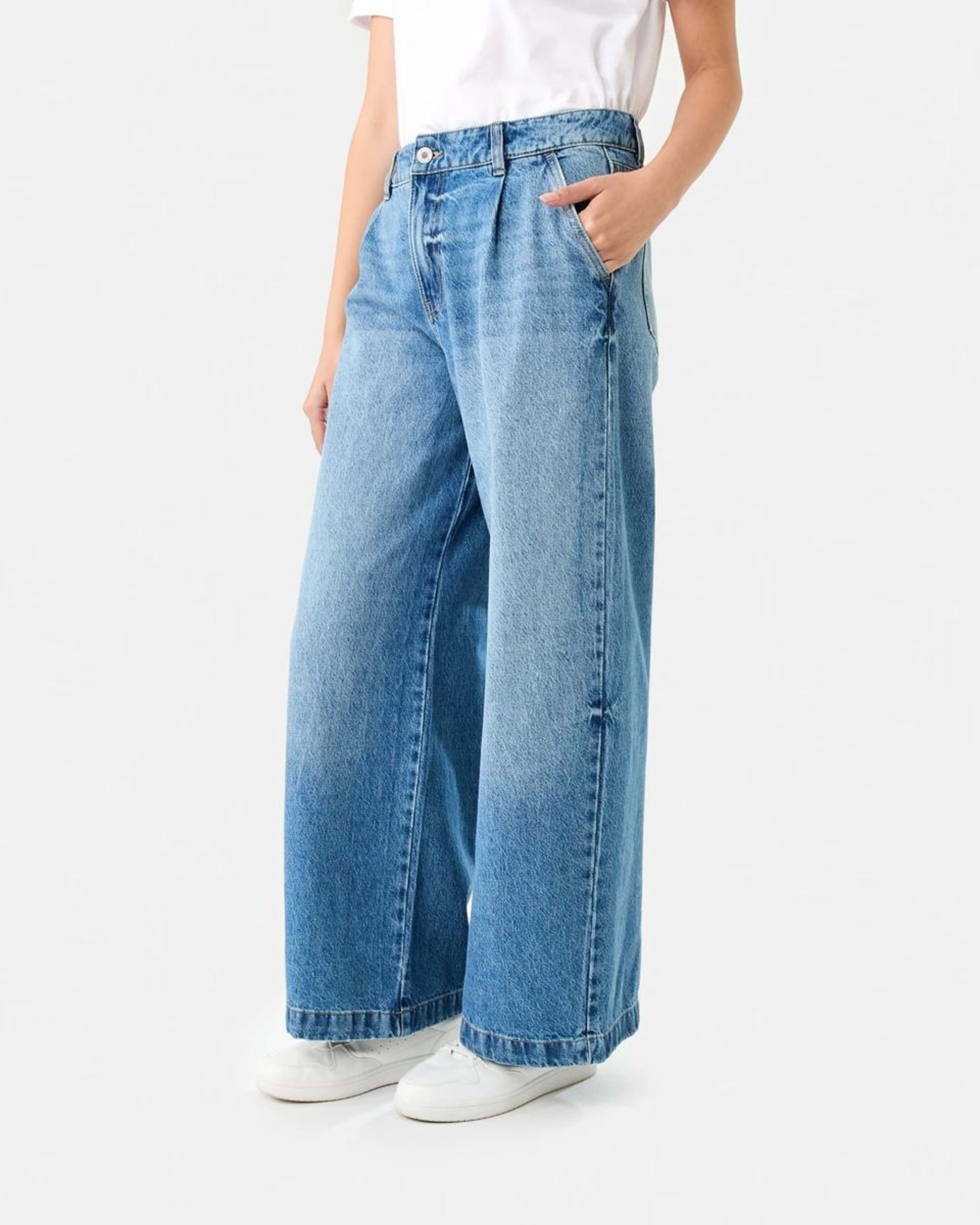 2 Pleat Front Jeans MID WASH, 2 of 8
