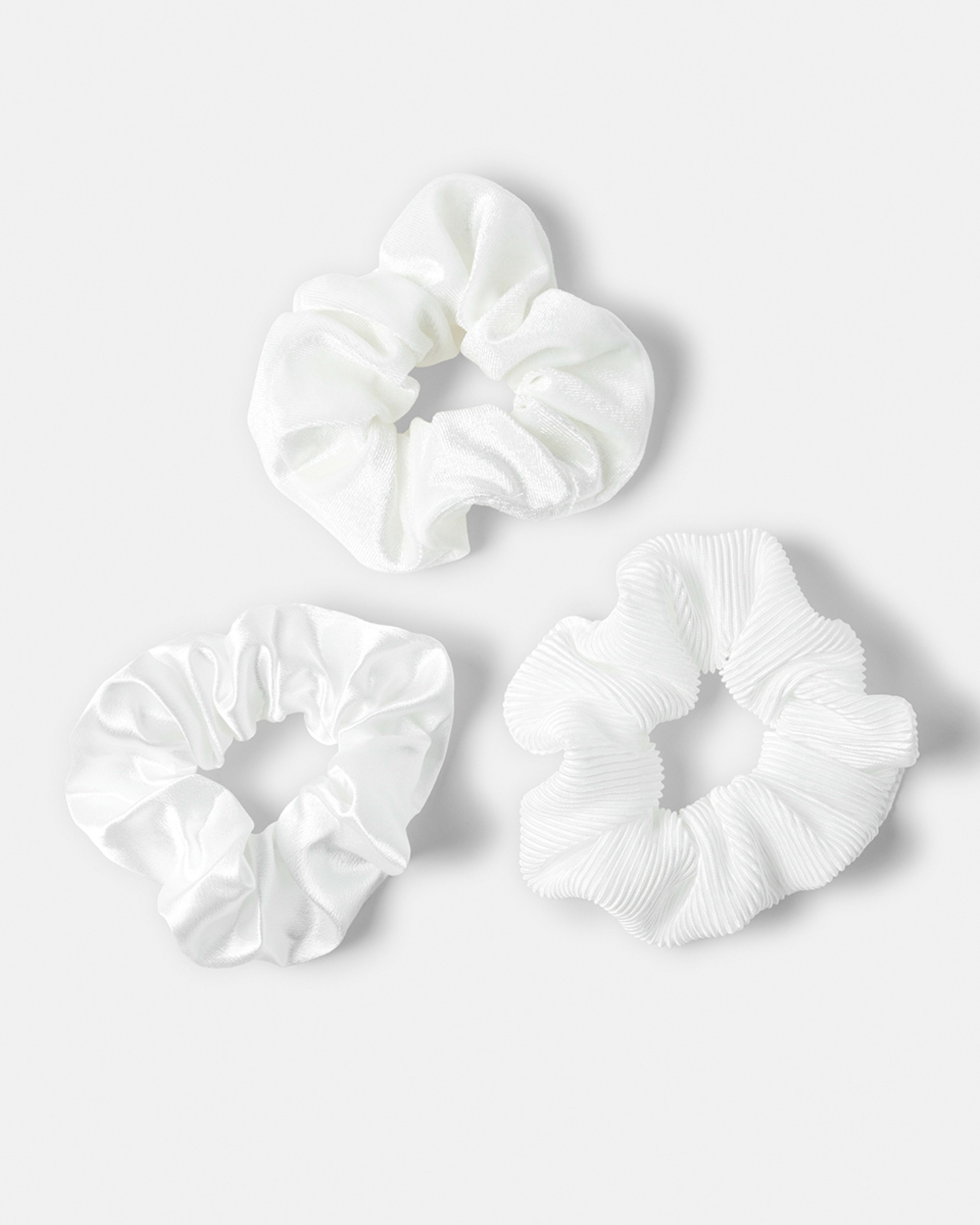 1 3 Pack Textured Hair Scrunchies - White White