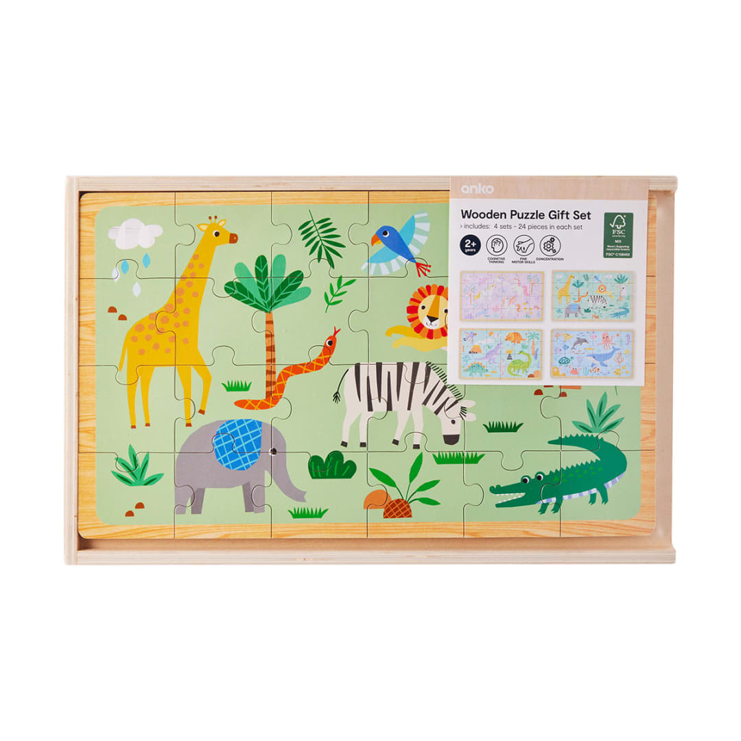 Wooden Puzzle Gift Set Kmart