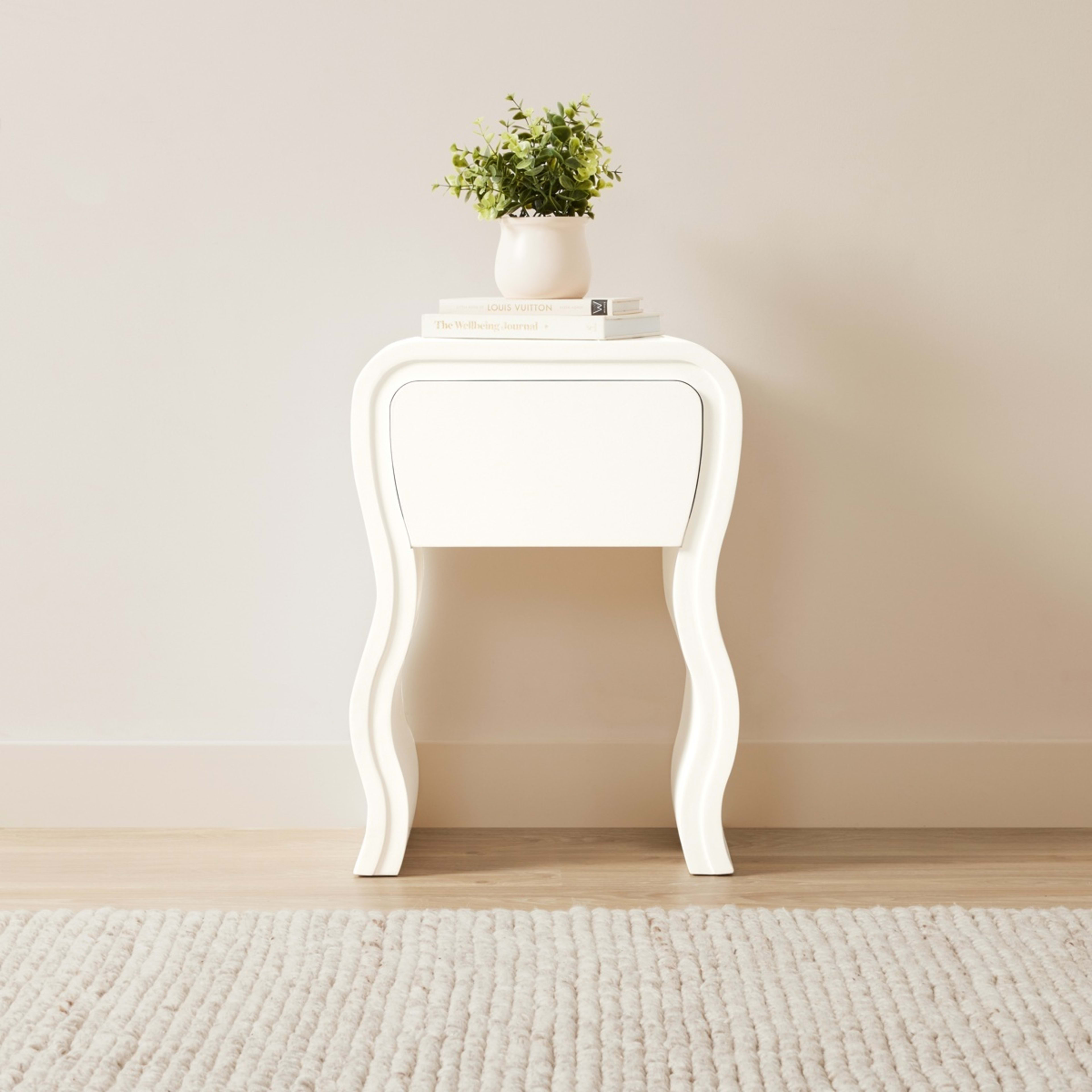 1 Wavy Bedside Table - White, 1 of 6