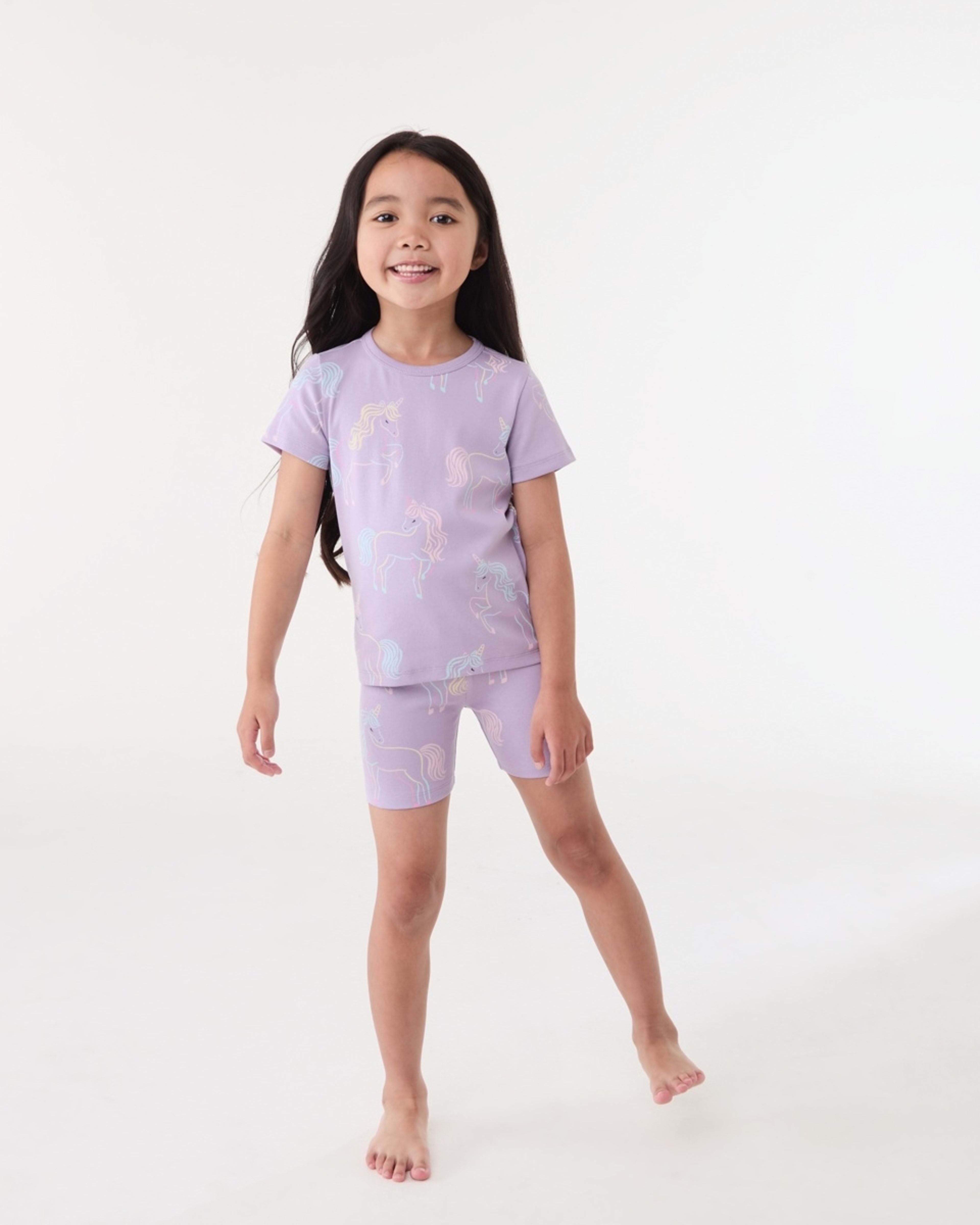 1 Short Sleeve Ribbed Pyjama Set PURPLE UNICORN
