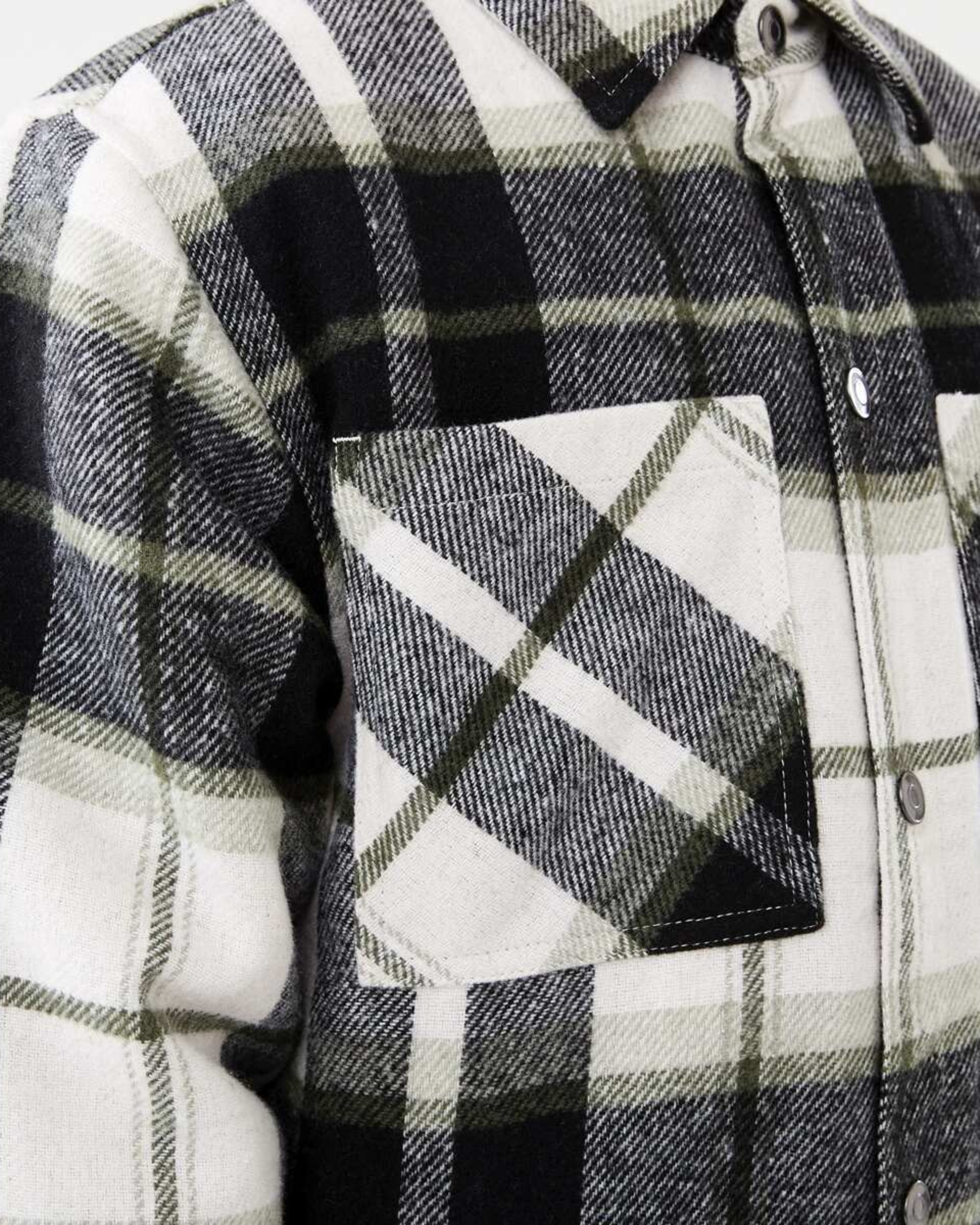 5 Sherpa Lined Plaid Jacket Green Check, 5 of 10