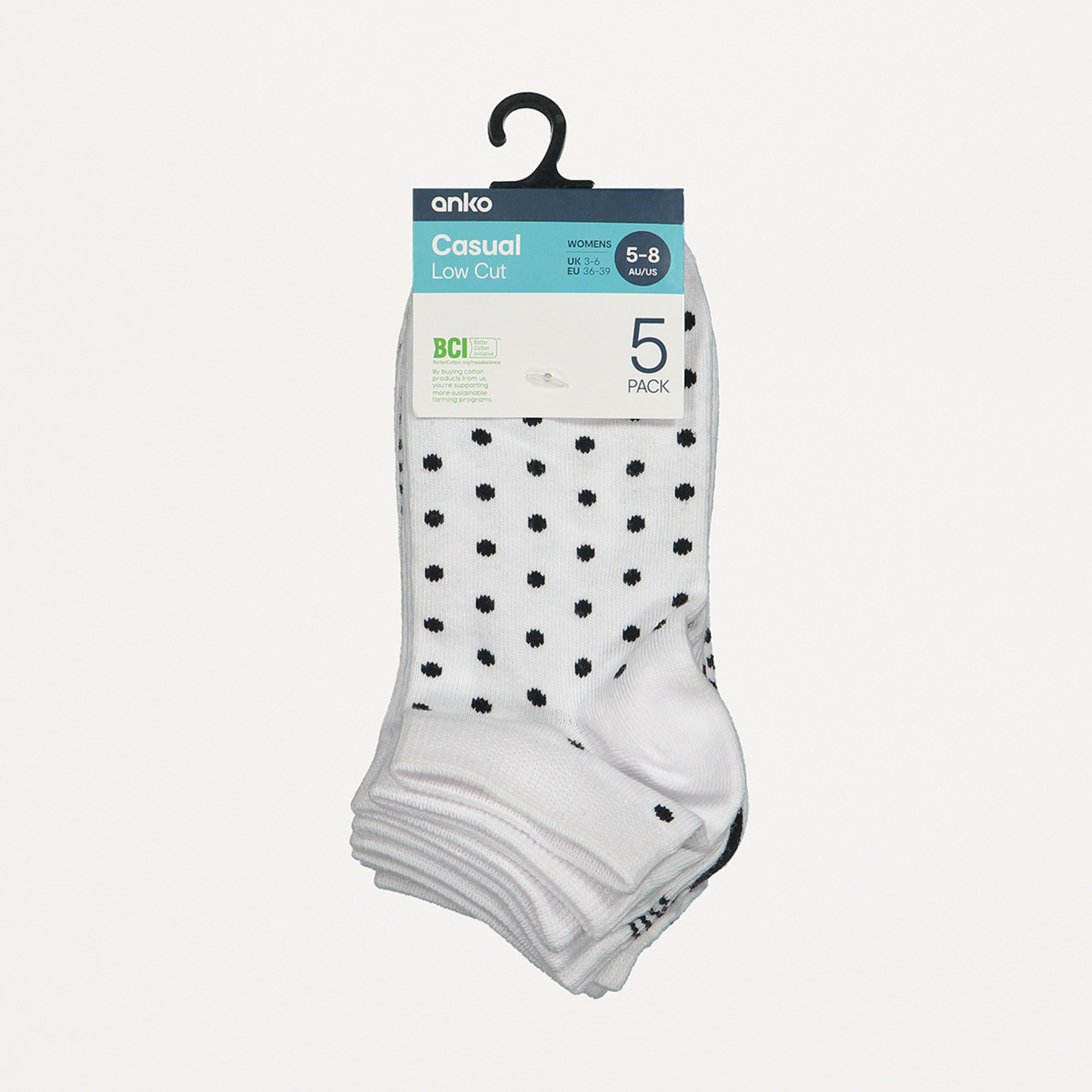 3 5 Pack Fashion Low Cut Socks White Mono, 3 of 3