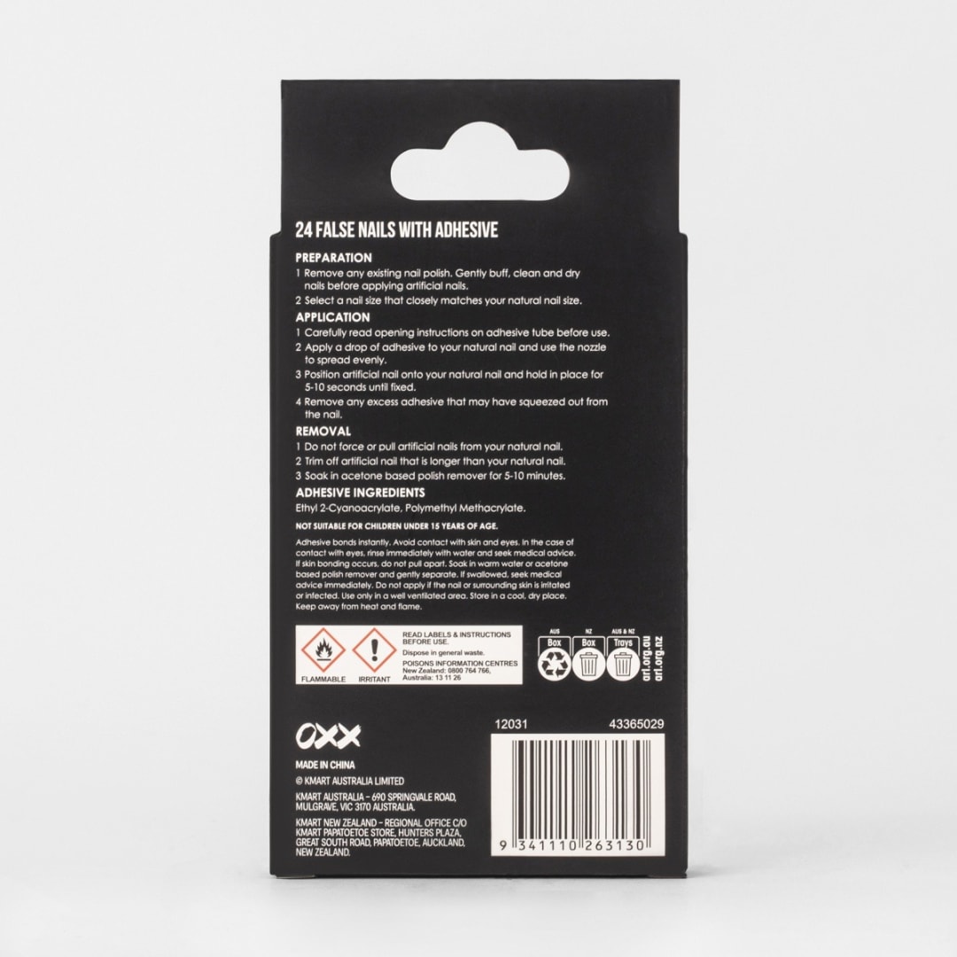 OXX Cosmetics 24 Pack False Nails with Adhesive Almond Shape, Tonal