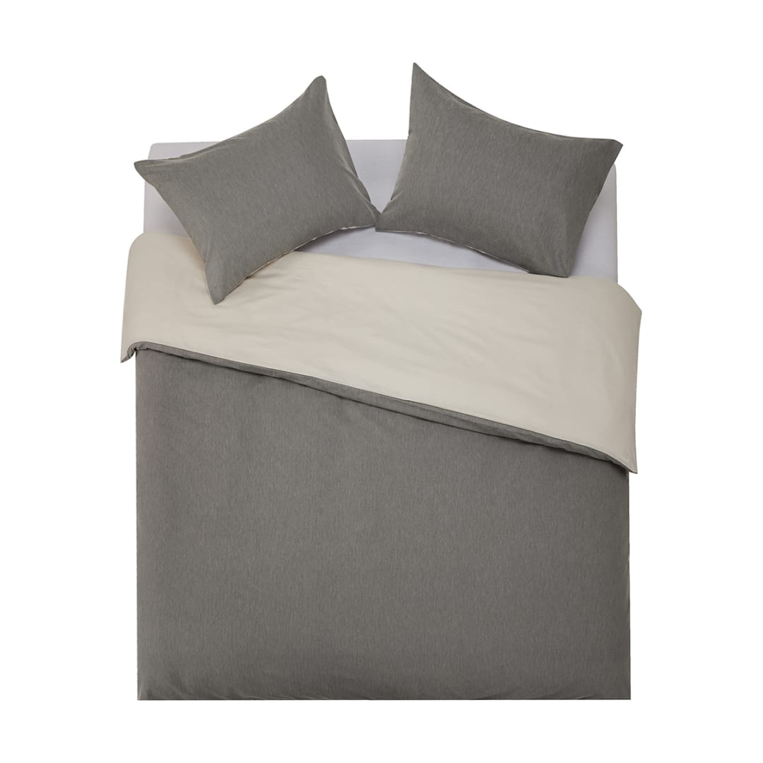 Billy Reversible Quilt Cover Set Queen Bed, Grey Kmart