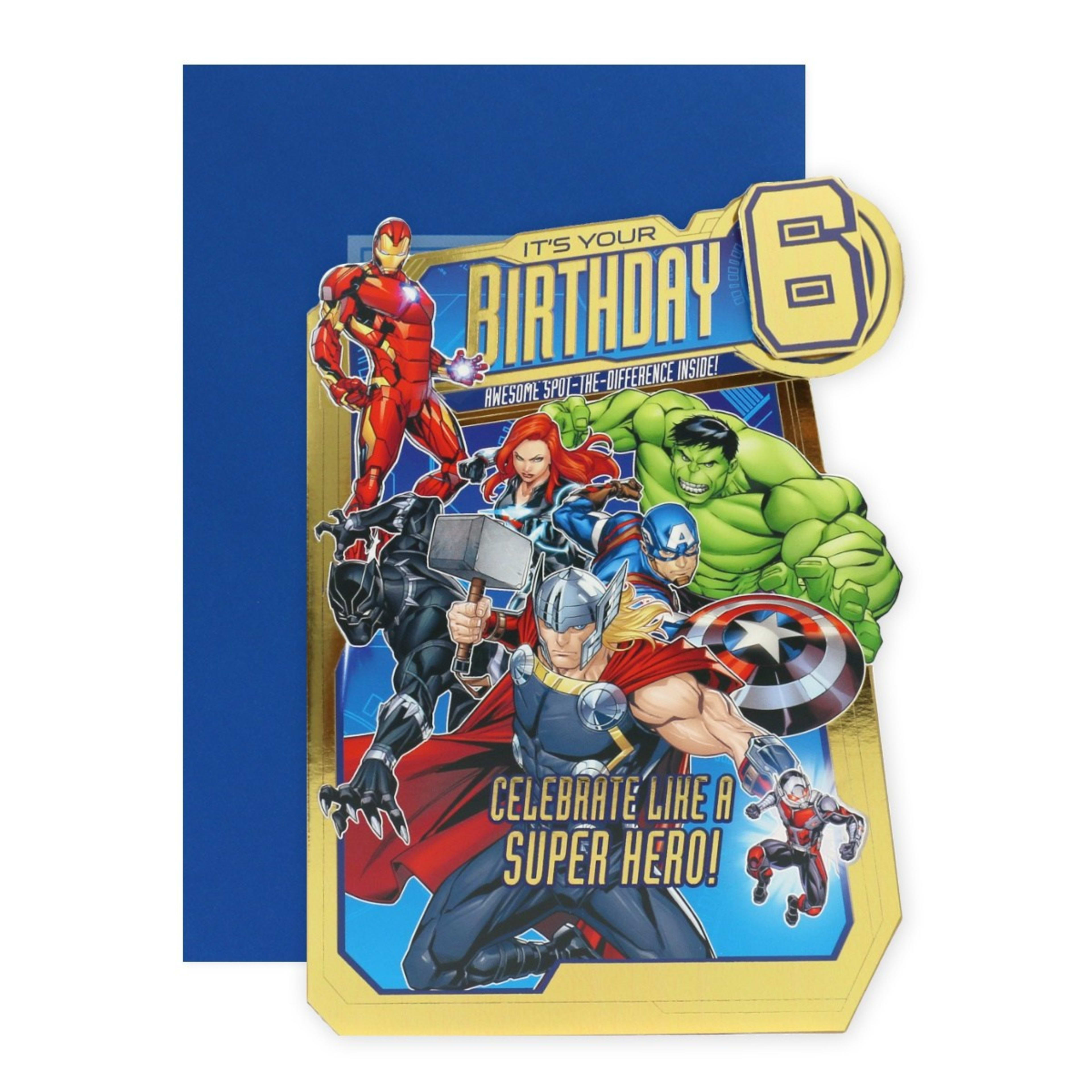 1 Connections from Hallmark Marvel Avengers 6th Birthday Card - Astonishing Day
