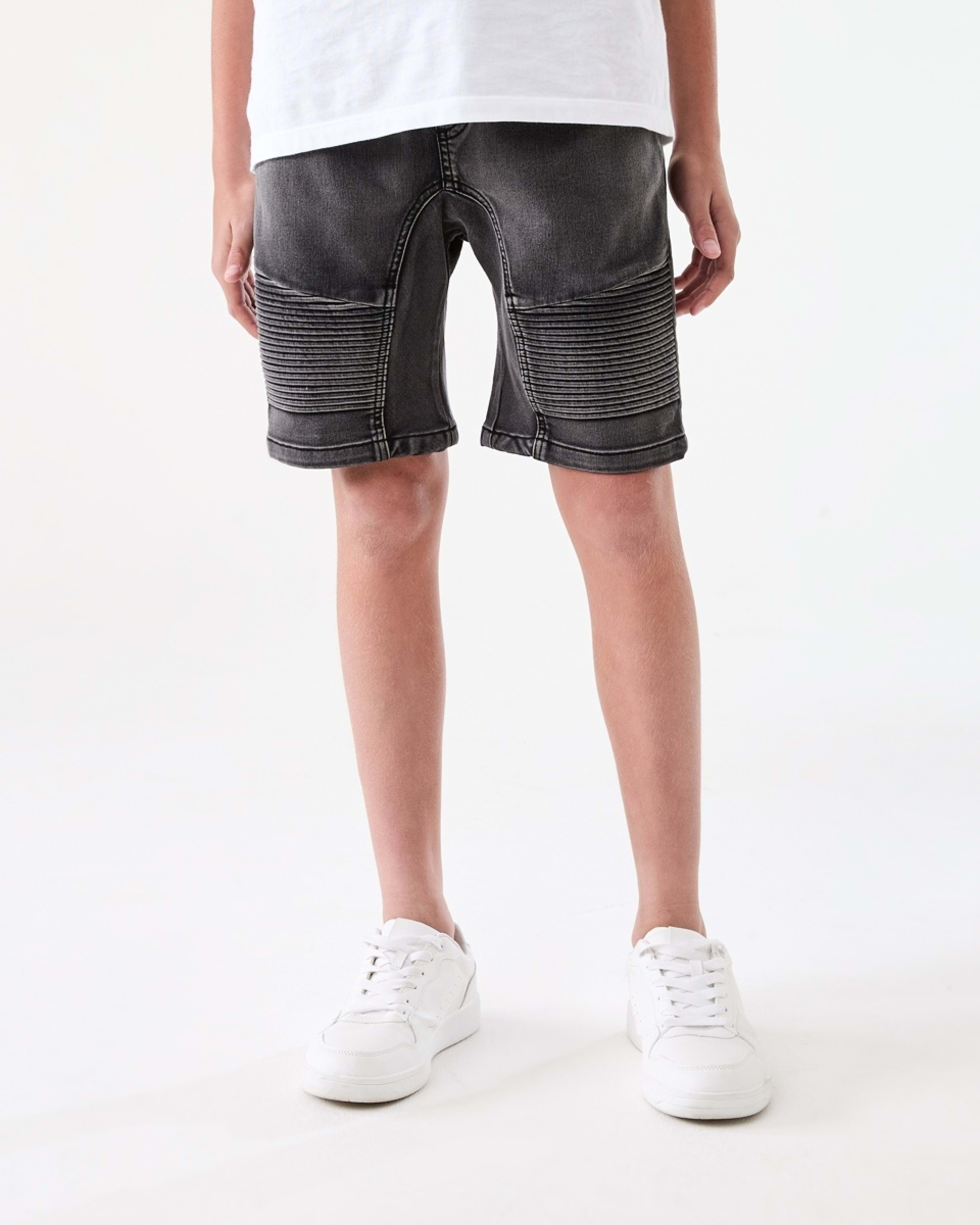 1 Pull On Denim Moto Shorts BLACK WASH