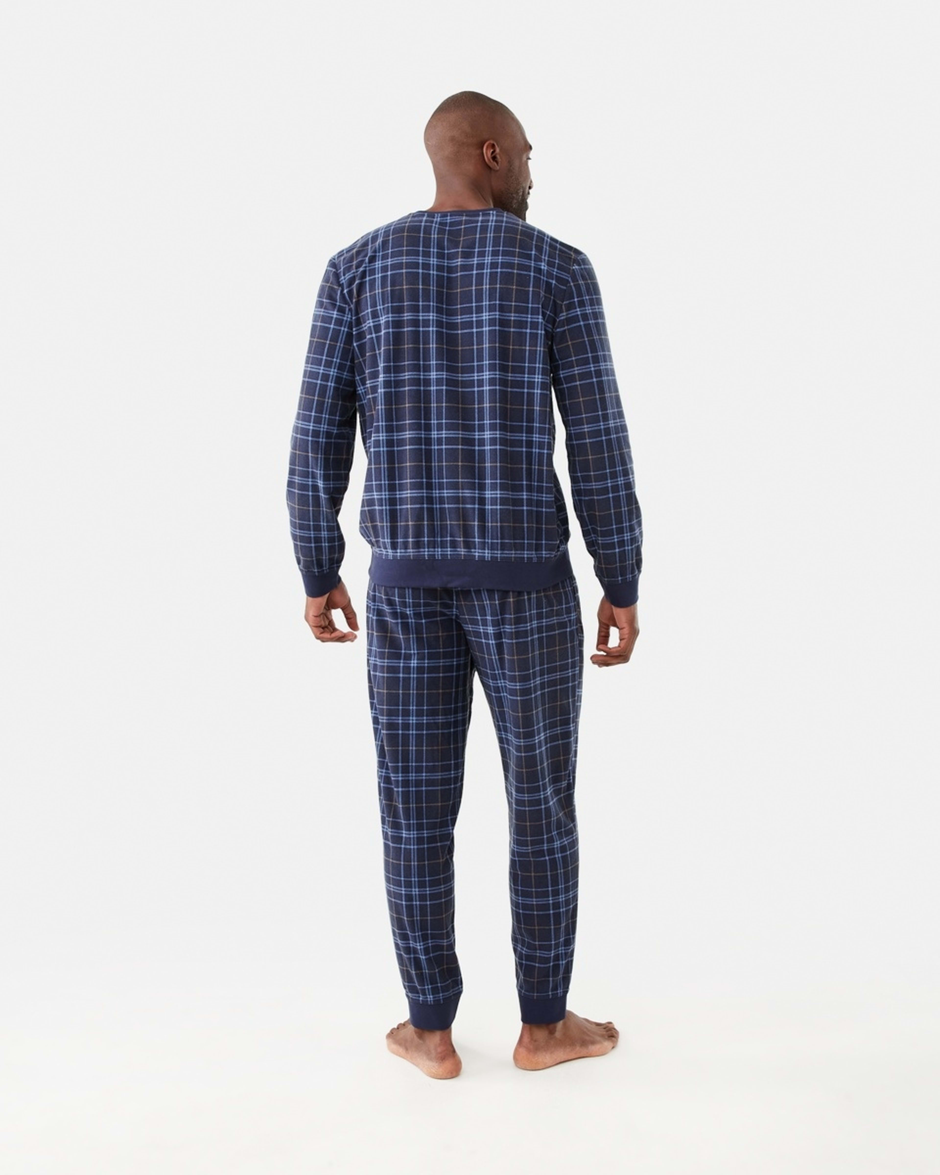 3 Long Sleeve Matching Jogger Pants Pyjama Set Lake Check, 3 of 7